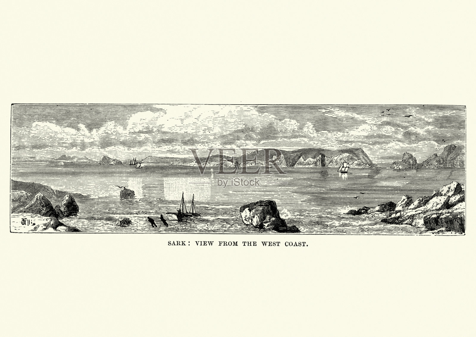 从西海岸萨克,海峡群岛,19世纪插画图片素材