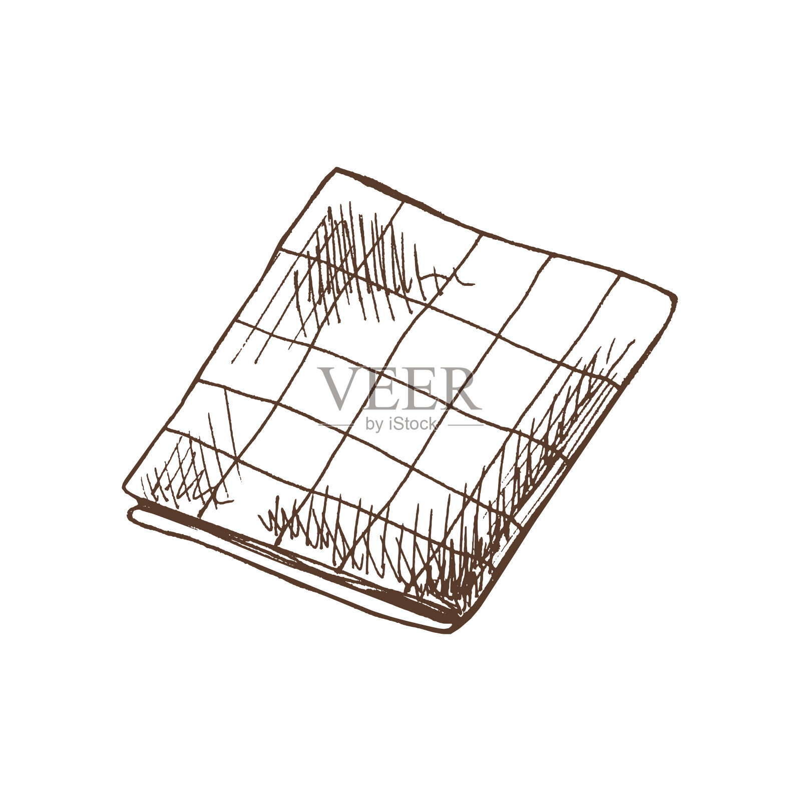 手绘矢量草图的纺织品餐巾。涂鸦复古插图。刻“。插画图片素材