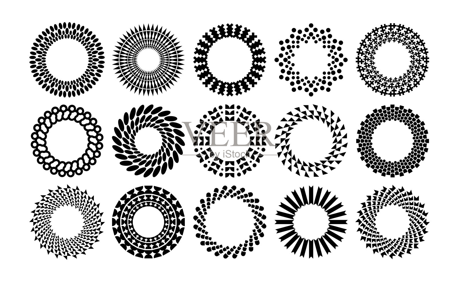 抽象元素圆框架设计包。几何线圆边。插画图片素材