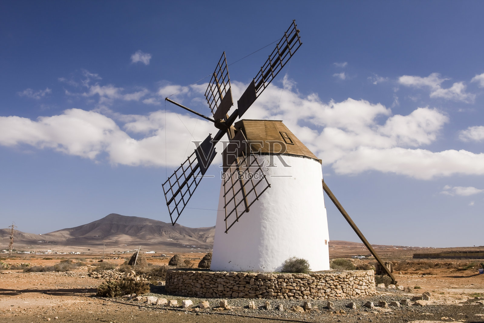 风车在La Corte在安提瓜,富埃特文图拉,加那利群岛,西班牙,欧洲照片摄影图片