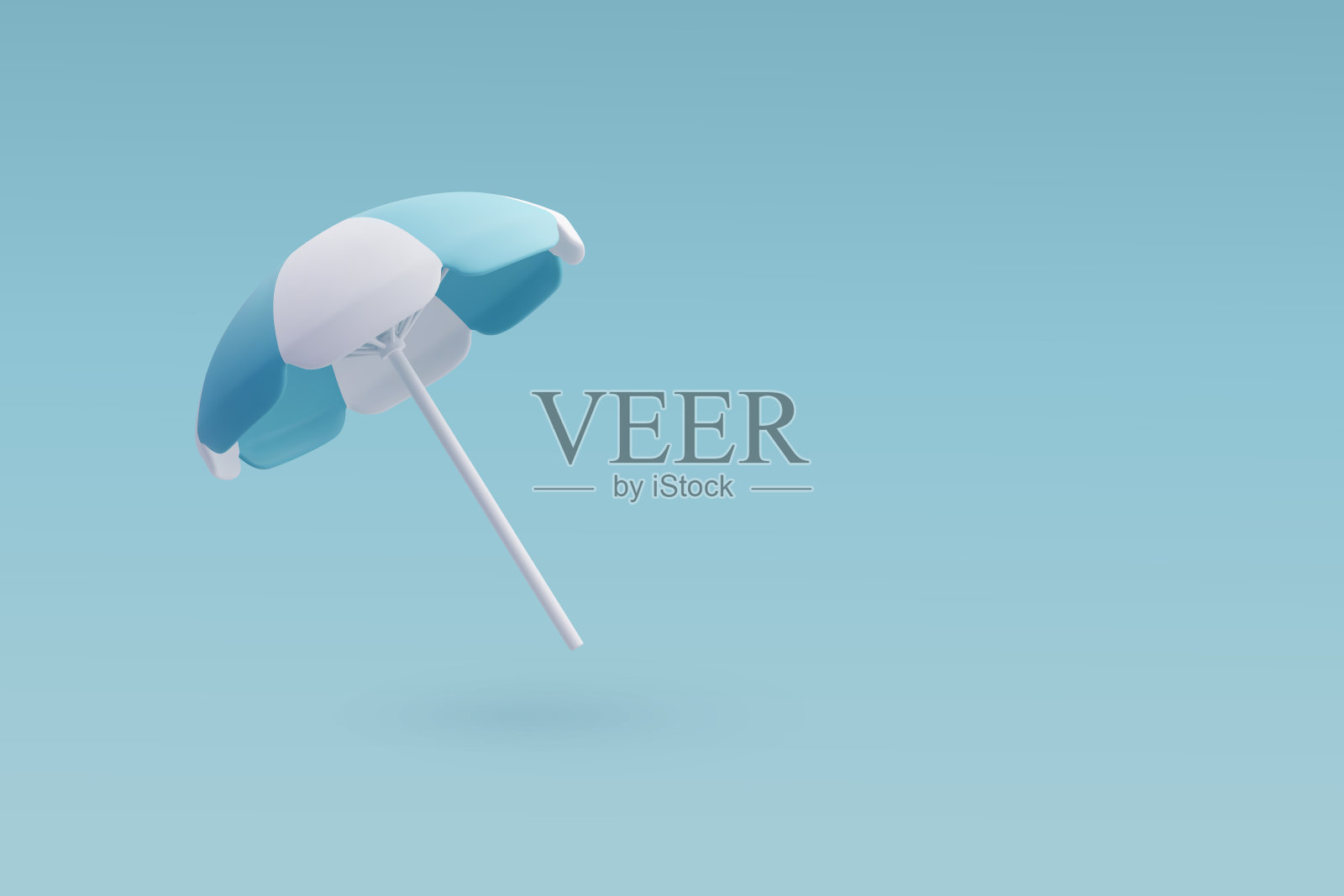 3d矢量沙滩伞,夏日放松,时间旅行的概念。插画图片素材