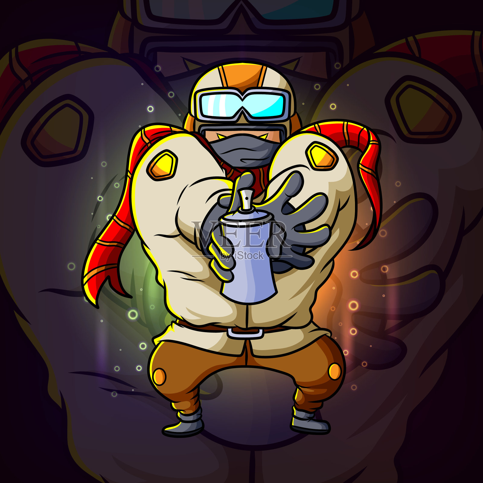 涂鸦人正在展示喷漆罐插画图片素材