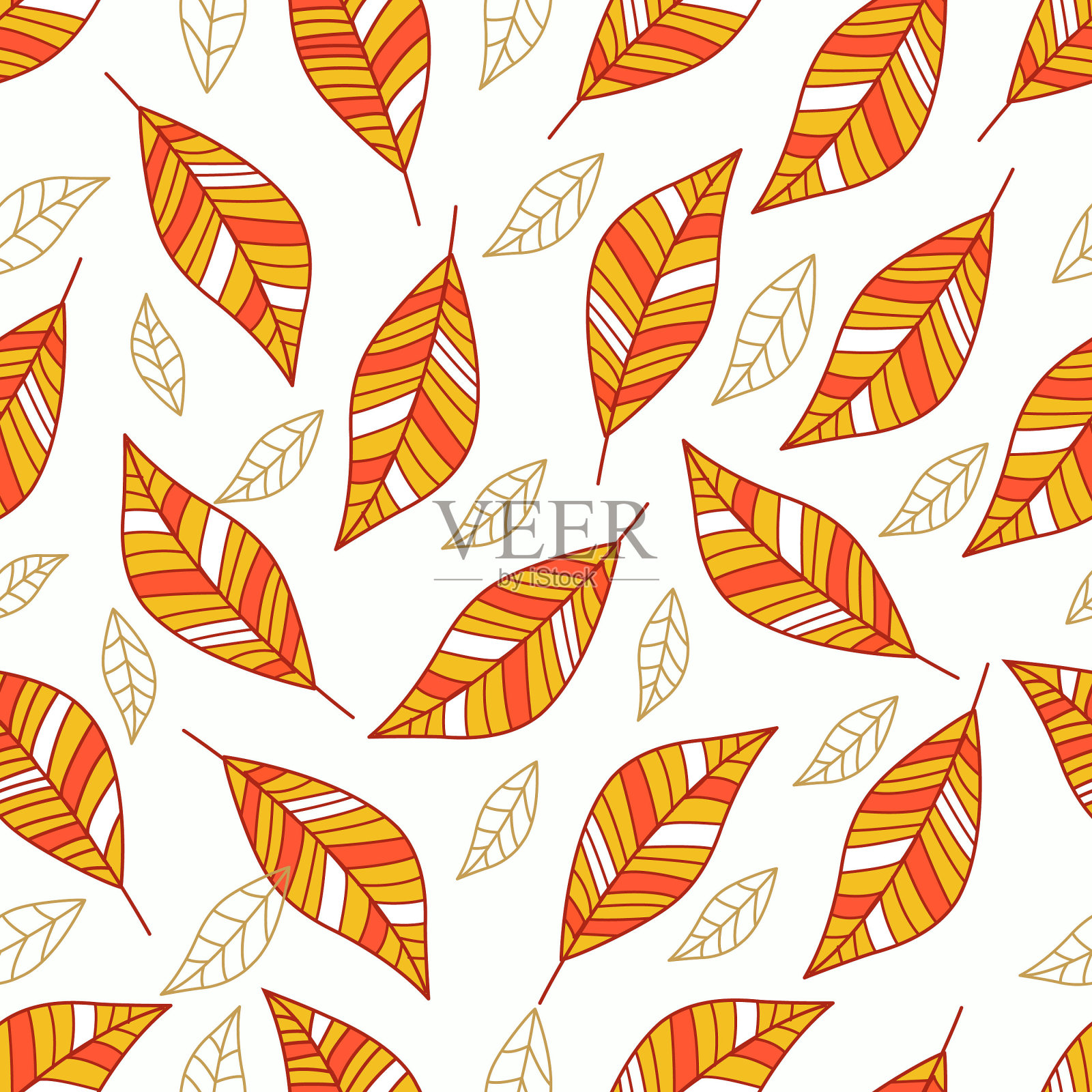 叶片无缝花纹。插画图片素材