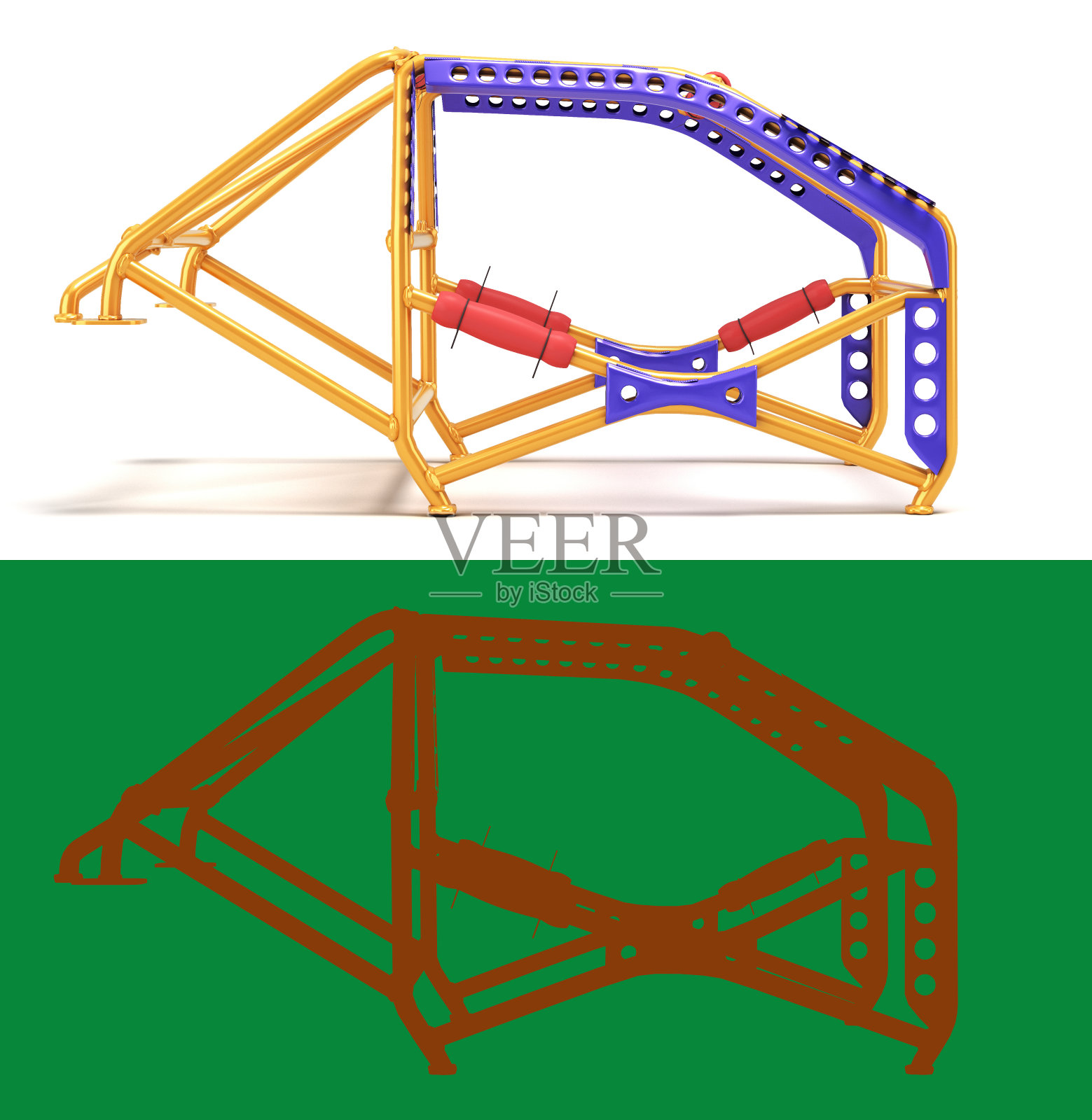 钢框架放大器后车身正面3d渲染白色与alpha照片摄影图片