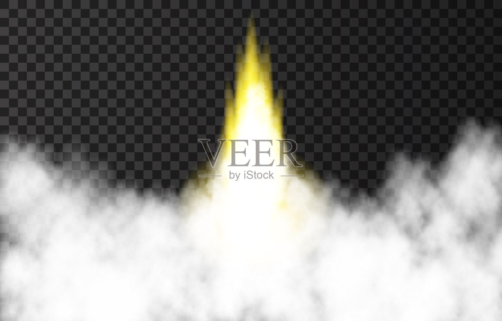 太空火箭发射产生的火焰和烟雾插画图片素材