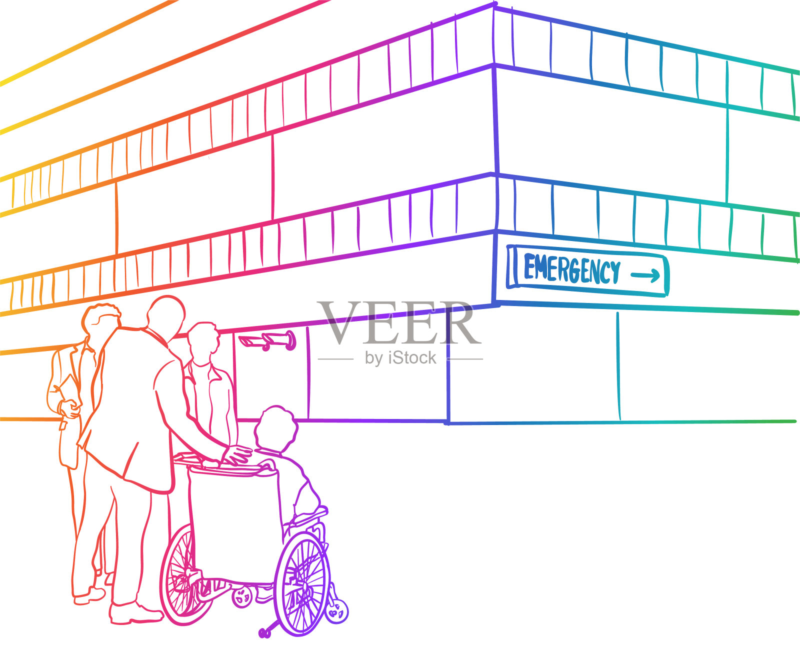 虹外急救医院大楼插画图片素材