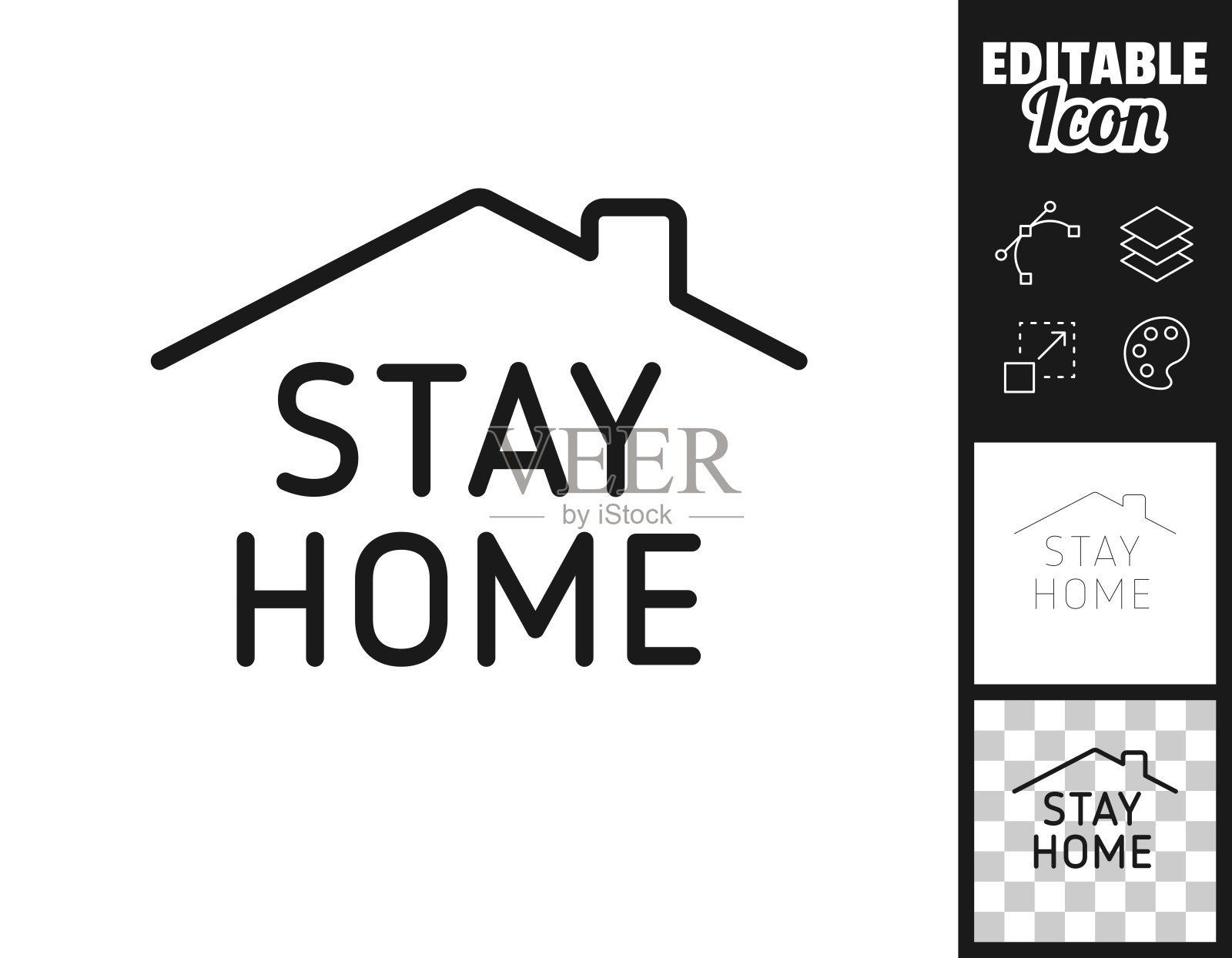 呆在家里。图标设计。轻松地编辑插画图片素材