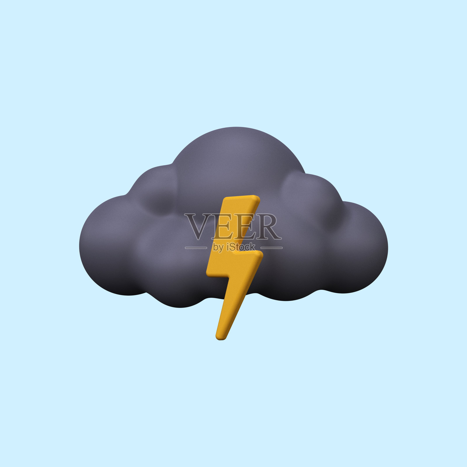 雷击-雷暴天气图标。气象的迹象。3 d渲染。照片摄影图片