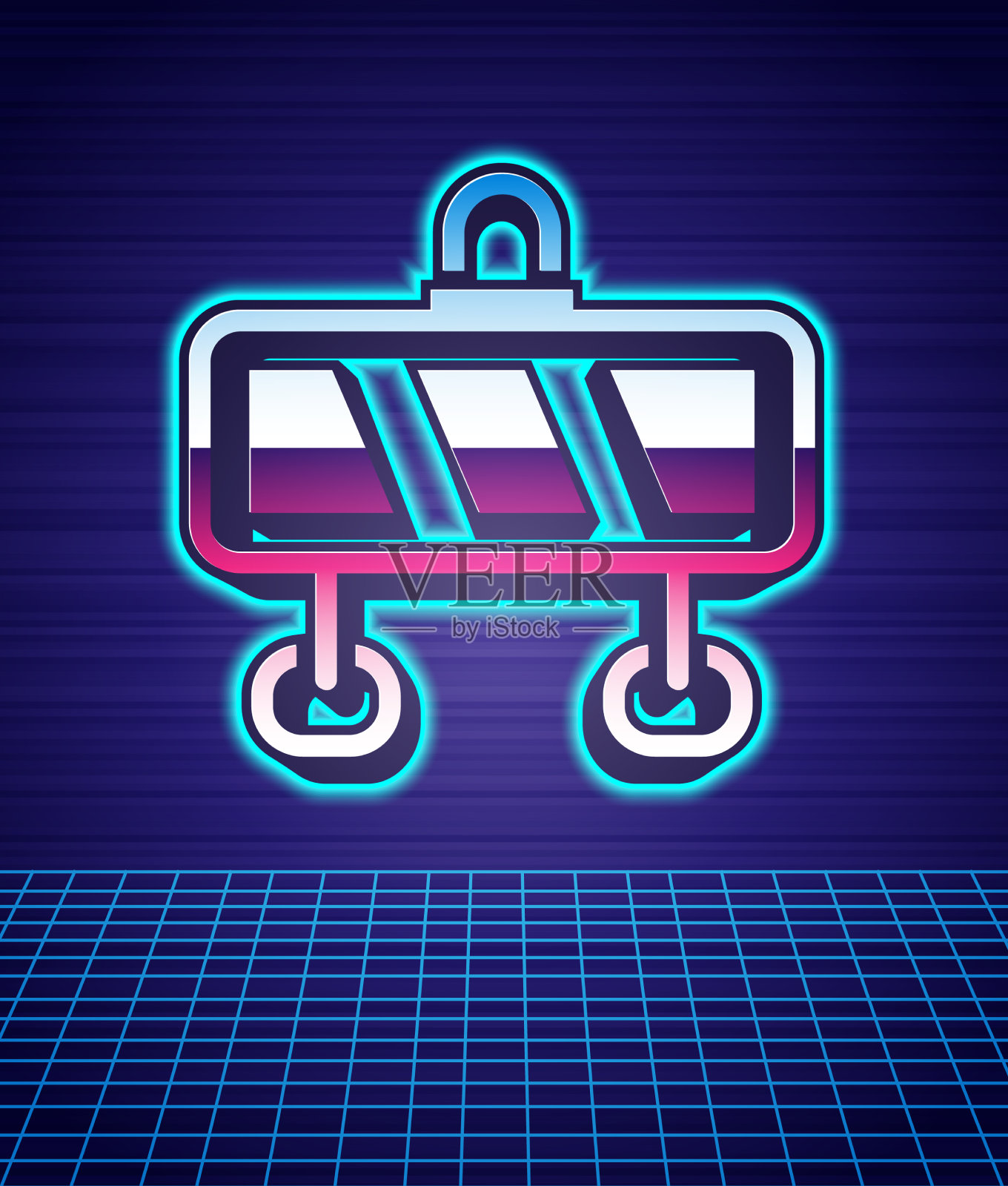 复古风格的路障图标孤立的未来主义插画图片素材