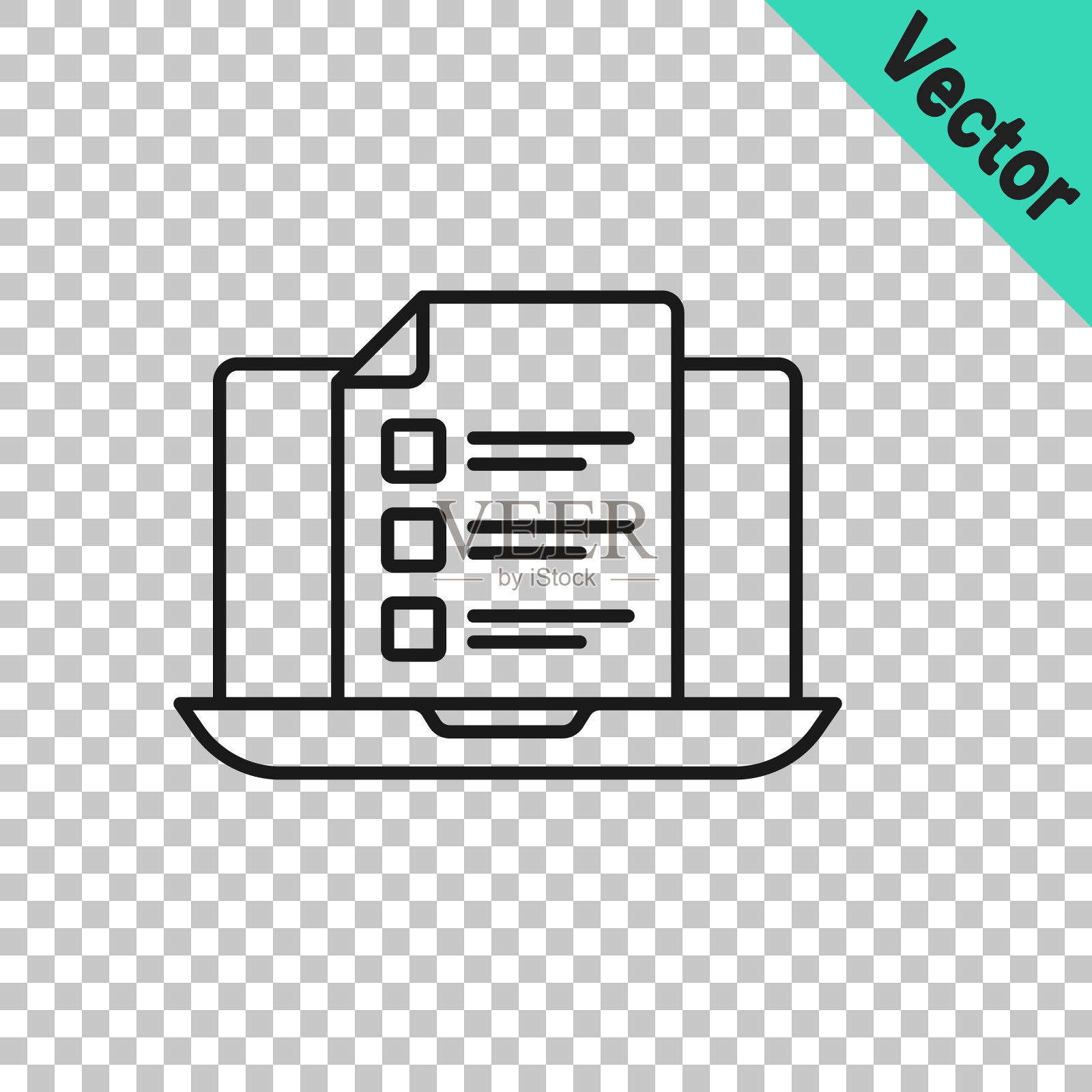 在线测验,测试,调查或检查表图标隔离在透明的背景。考试名单。作为先进的概念。向量插画图片素材