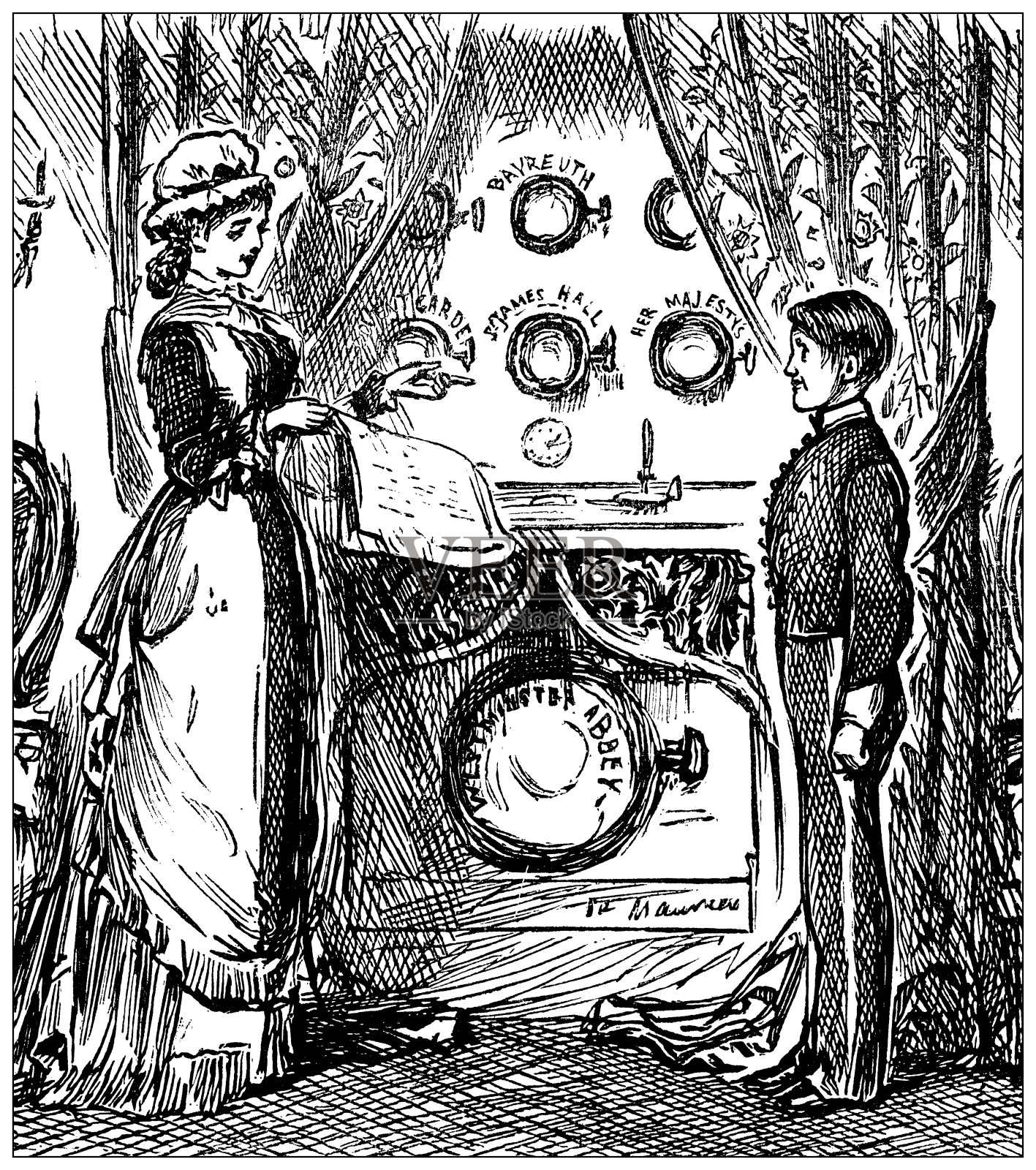 英国讽刺漫画插画图片素材