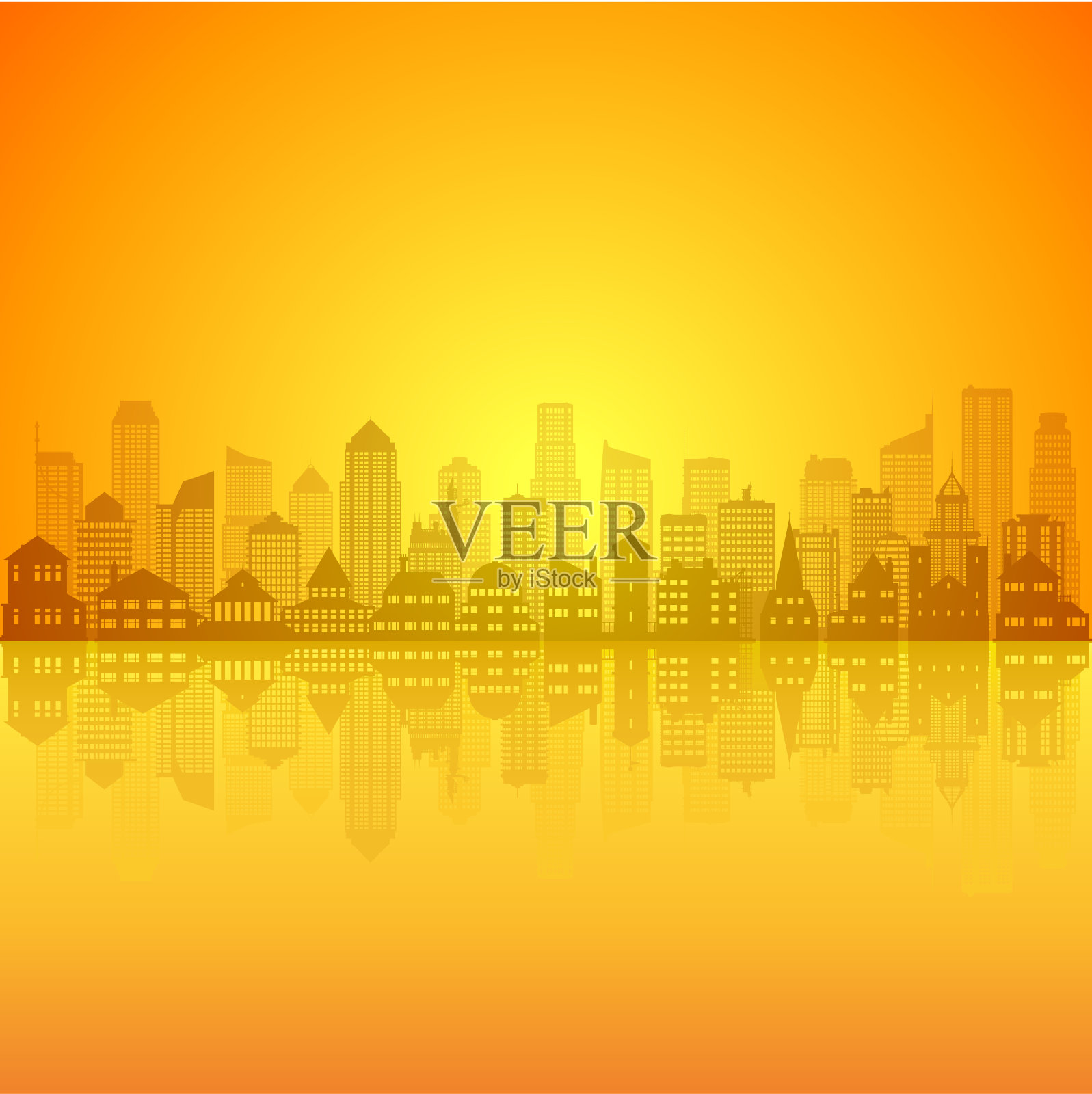 城市背景(所有建筑都已完成且可移动)插画图片素材