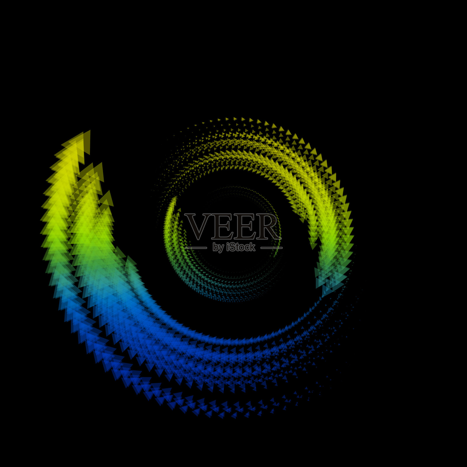 蓝绿色三角形圆点的漩涡图案插画图片素材