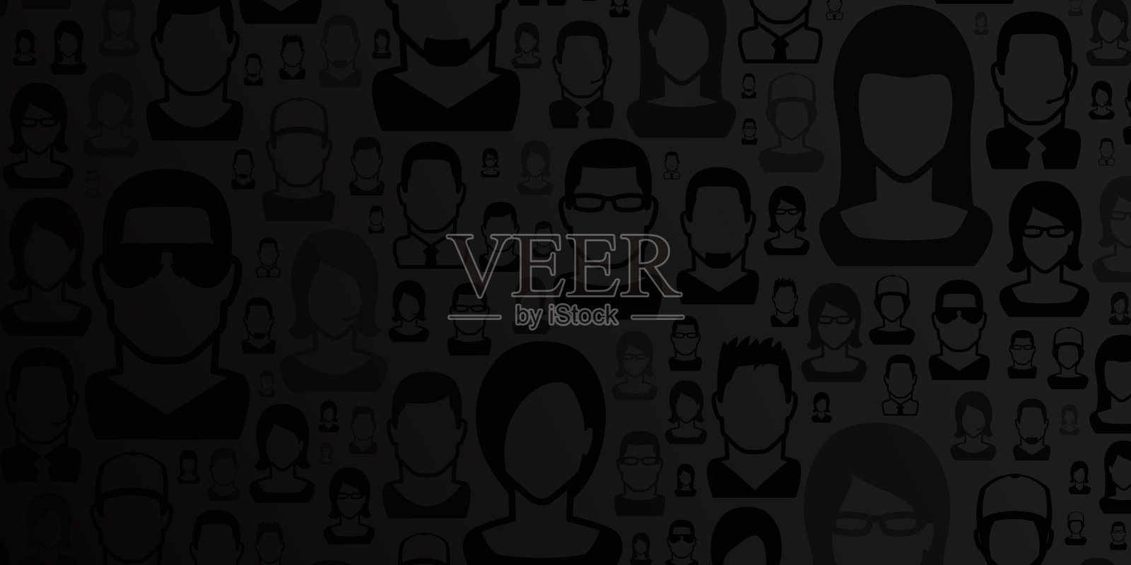 抽象的黑色背景-人物图案插画图片素材