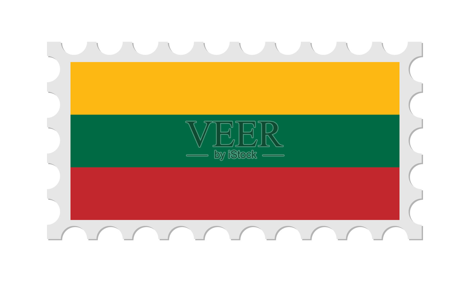 立陶宛邮票与阴影。矢量插图。插画图片素材