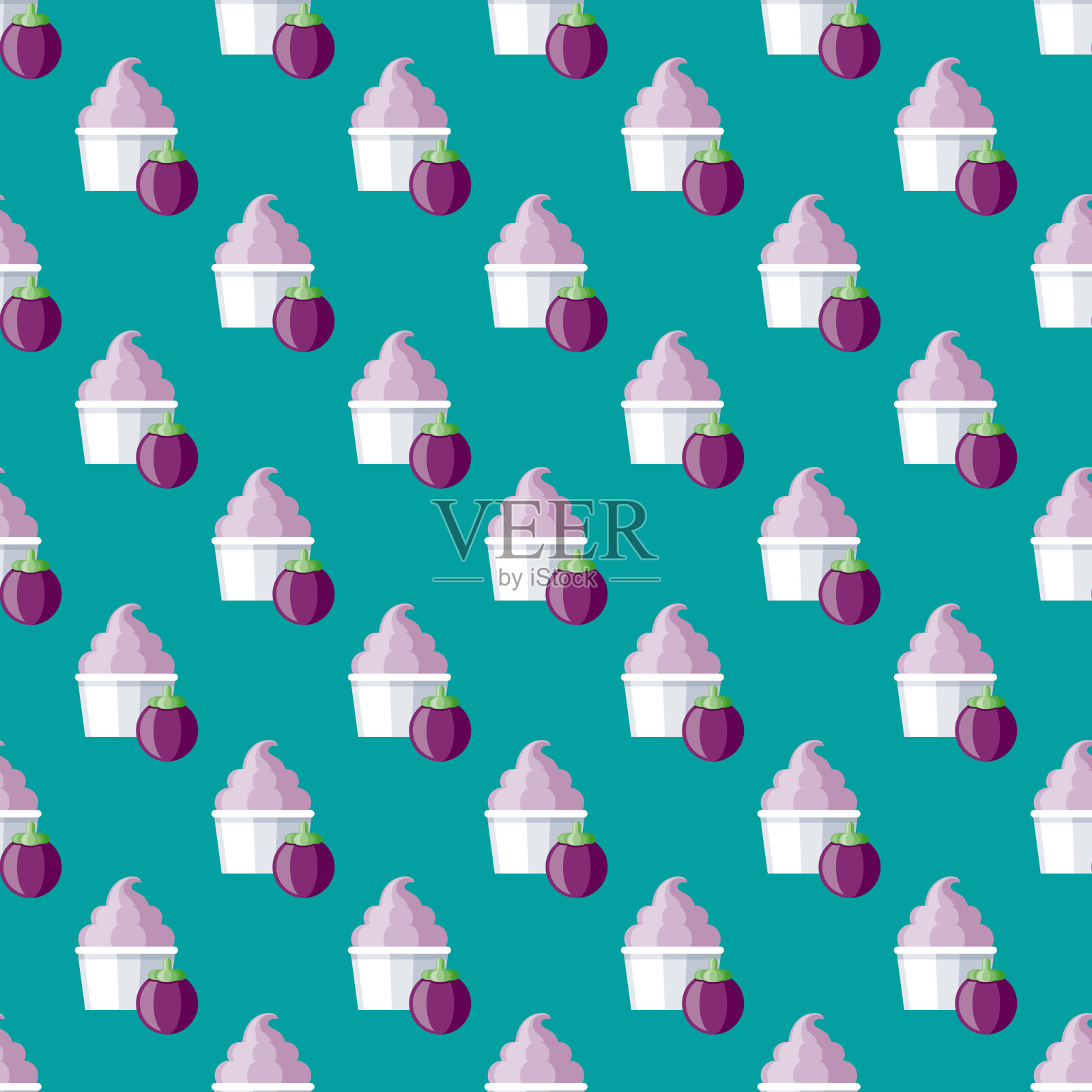 山竹冰淇淋图案插画图片素材