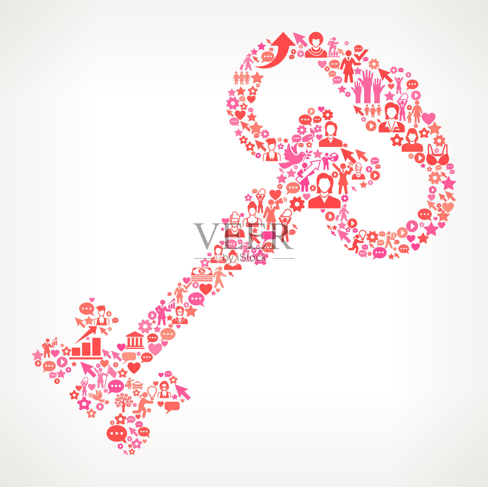 老关键妇女权利和女性赋权图标模式插画图片素材