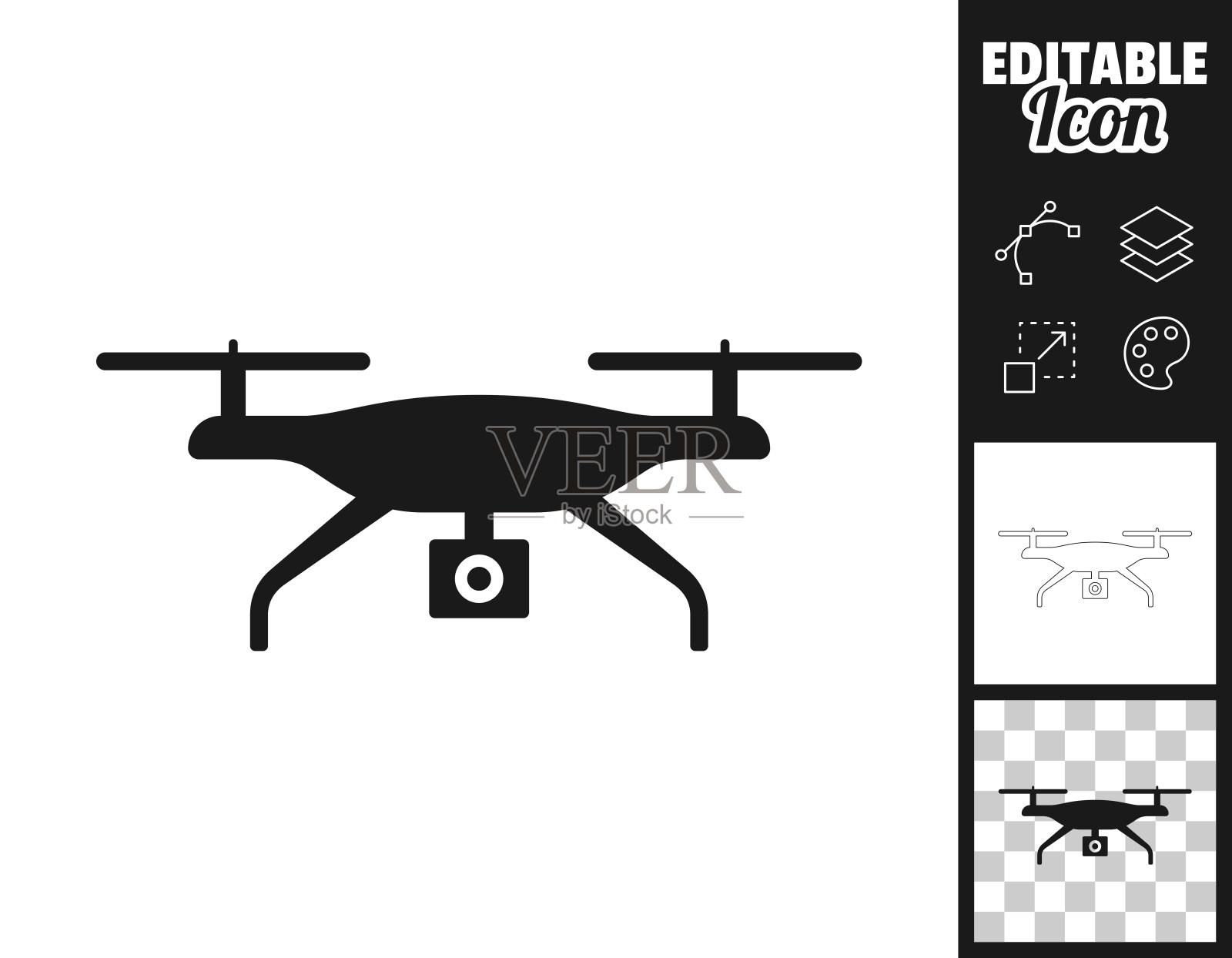 无人机与相机。图标设计。轻松地编辑插画图片素材