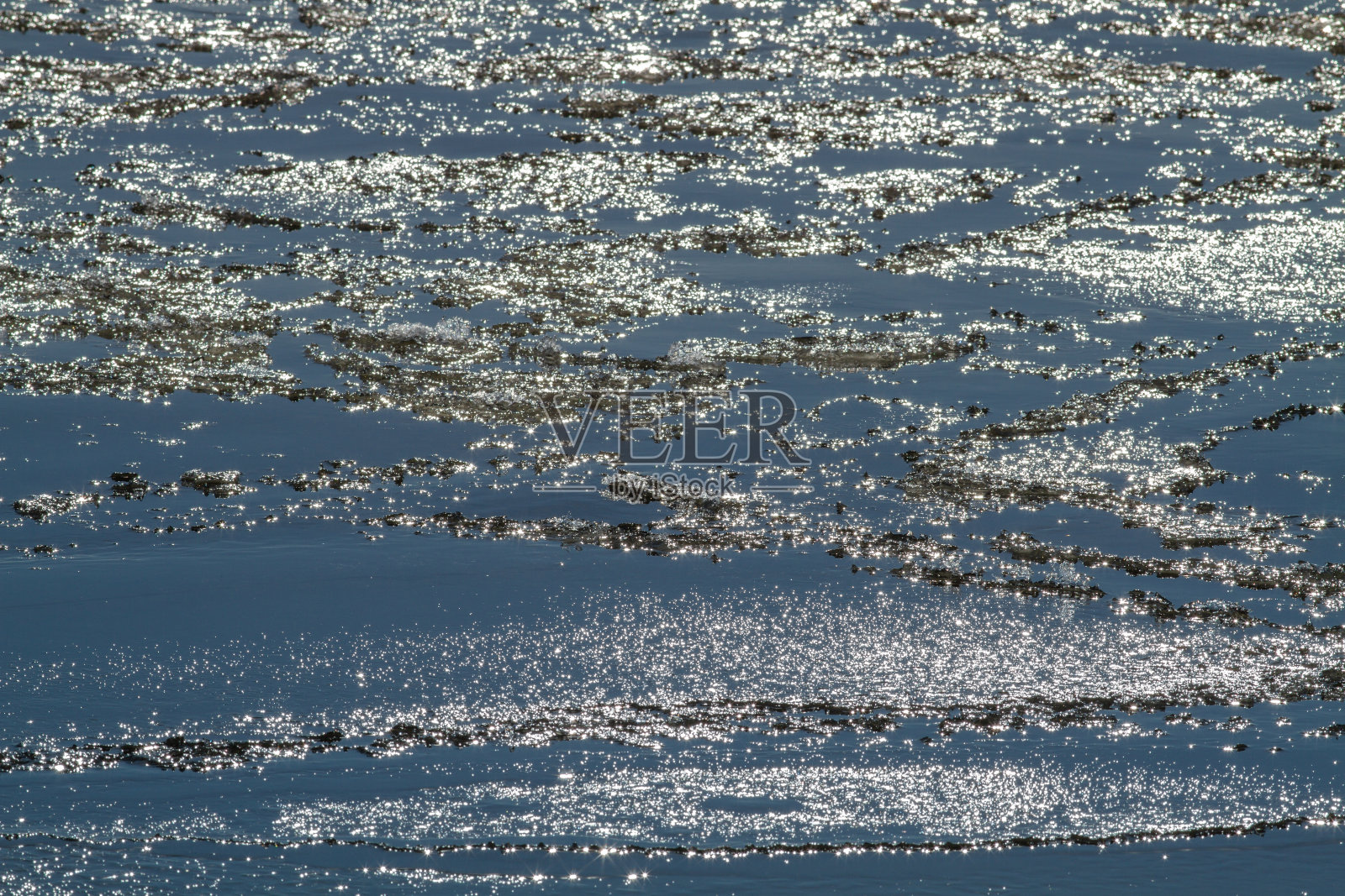 潮湿的河冰在等高线的光线下闪闪发光照片摄影图片
