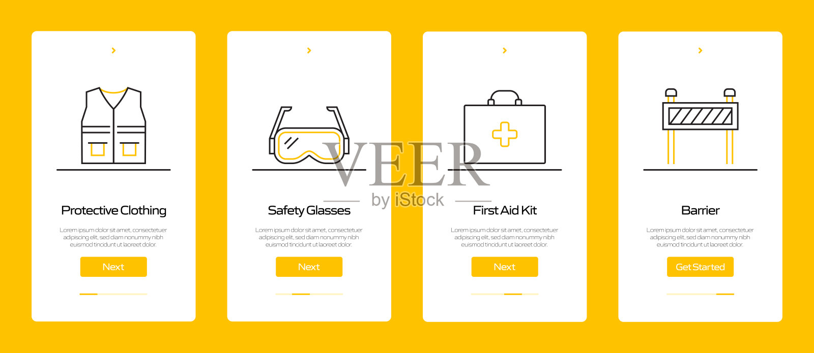 带图标的移动应用程序页面屏幕。UI设计模板矢量插图插画图片素材