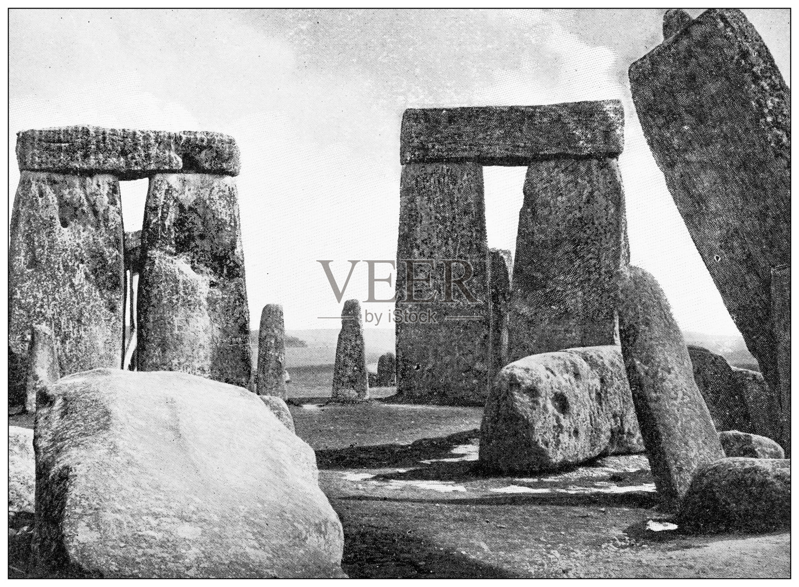 英国的古董旅行照片:巨石阵插画图片素材