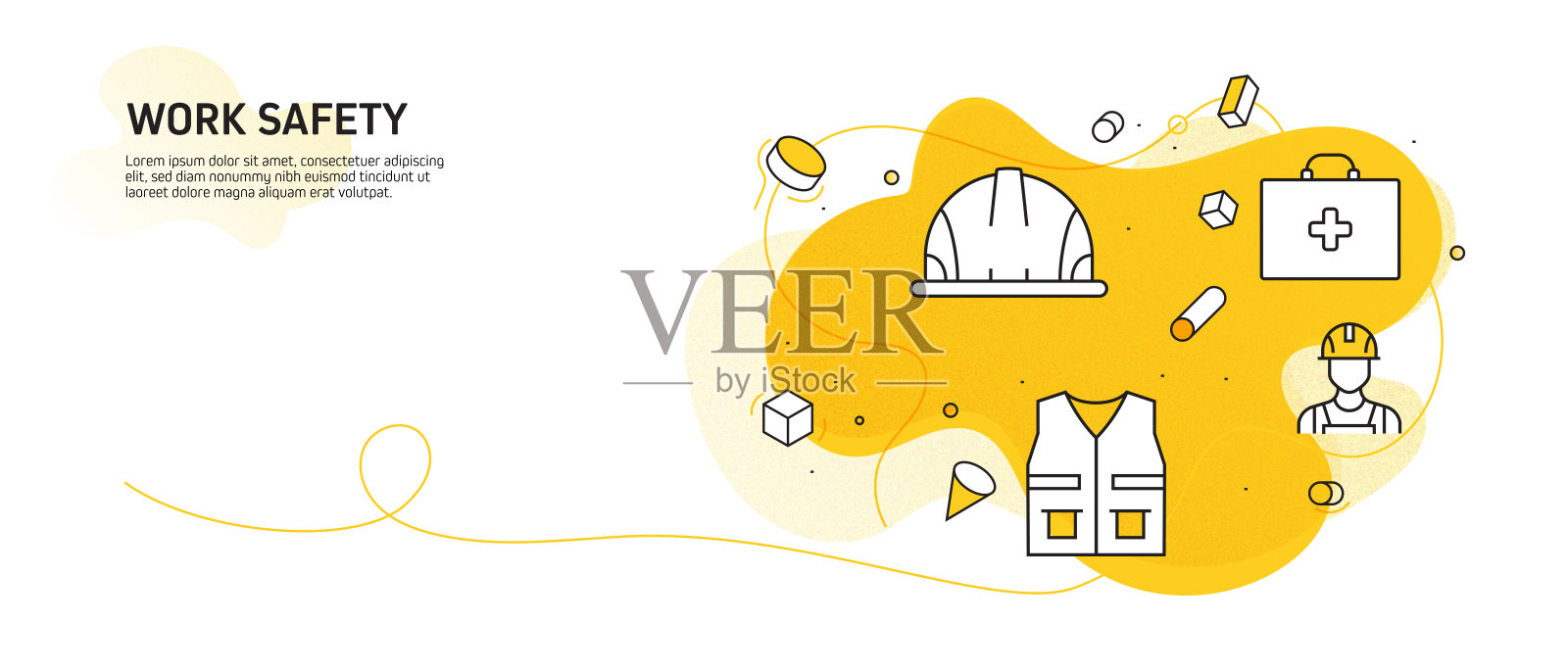 与工作安全相关的现代线条风格矢量插图插画图片素材