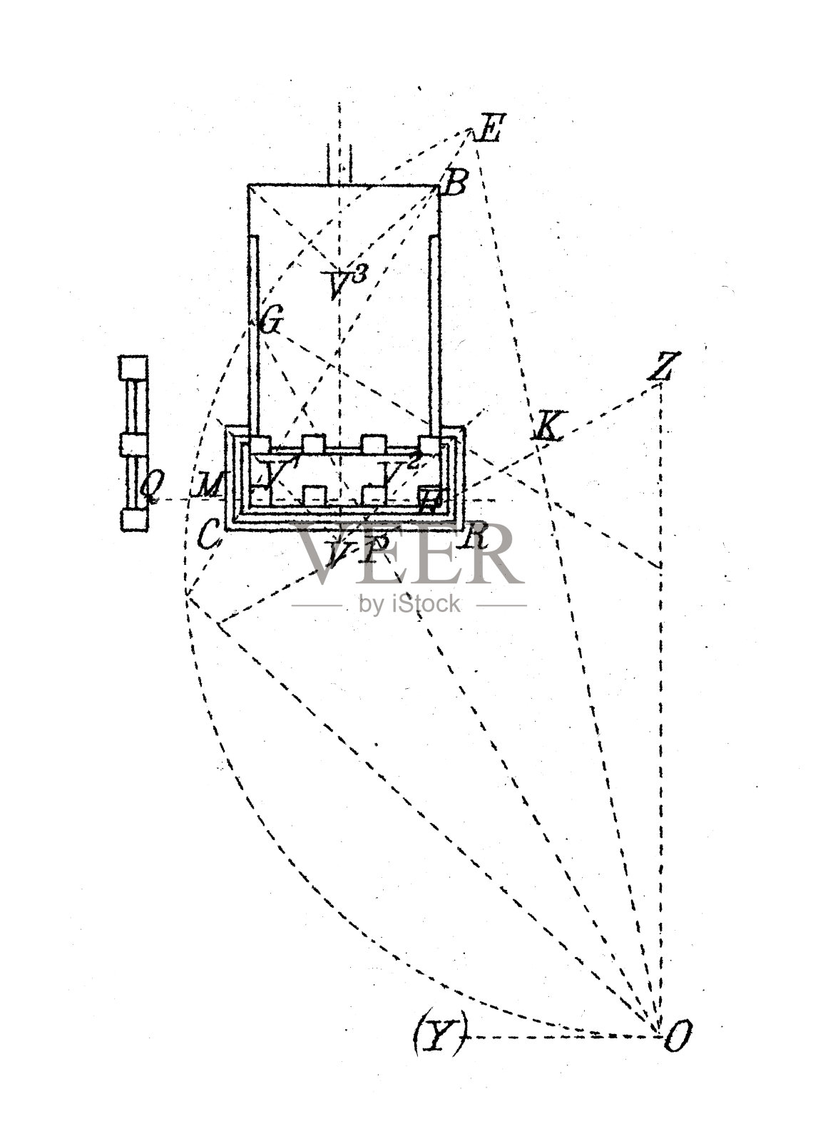 古董插图,数学和几何:透视插画图片素材