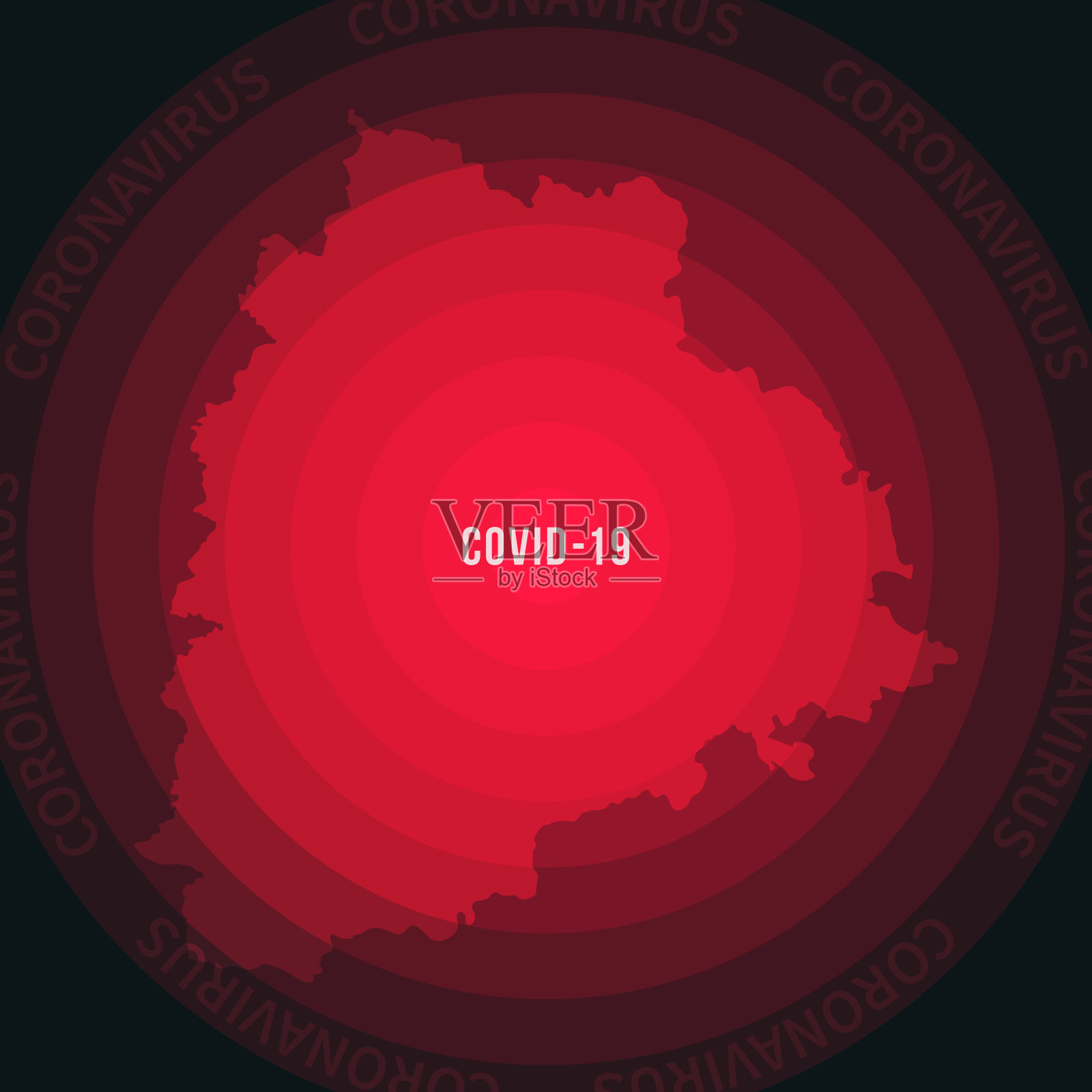 特伦甘纳邦COVID-19传播地图。冠状病毒爆发插画图片素材