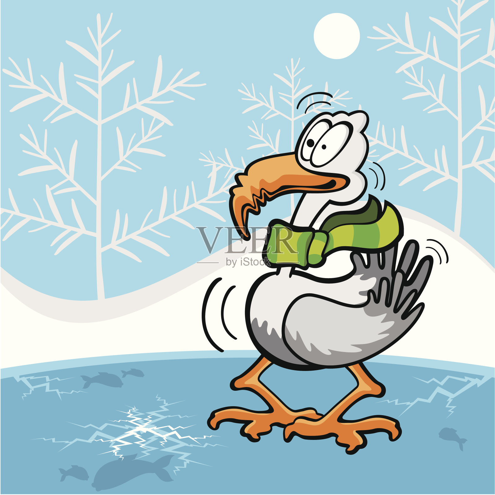 冬季钓鱼插画图片素材