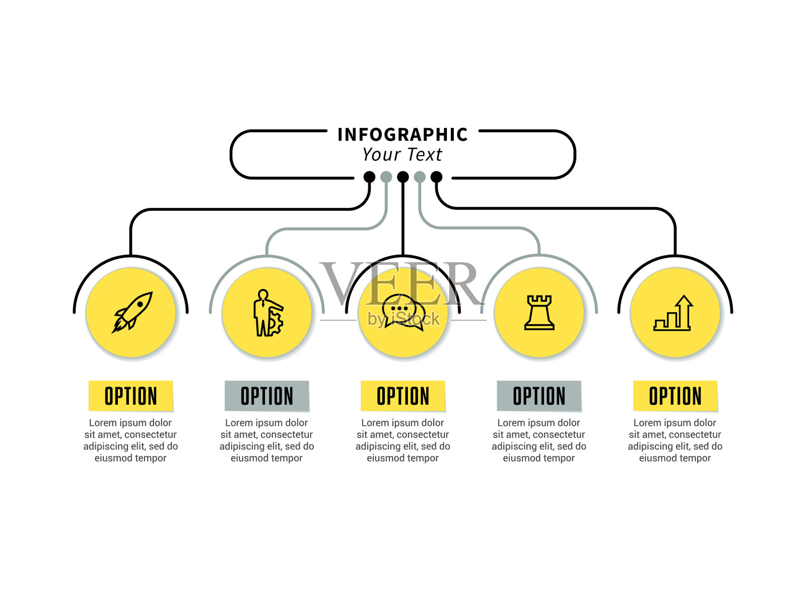 一组信息图元素5步骤插画图片素材