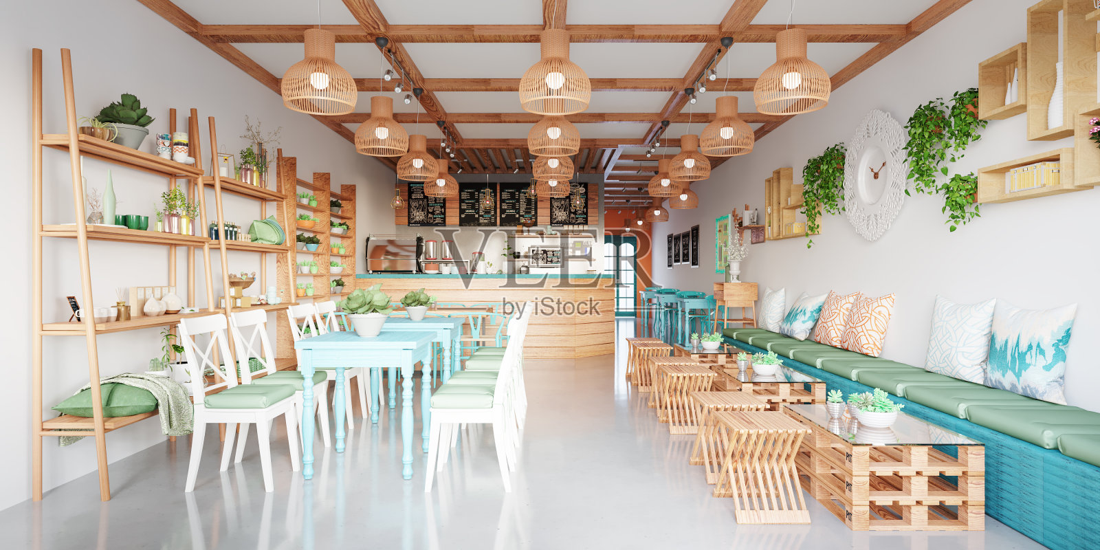 室内咖啡馆墙模型照片摄影图片