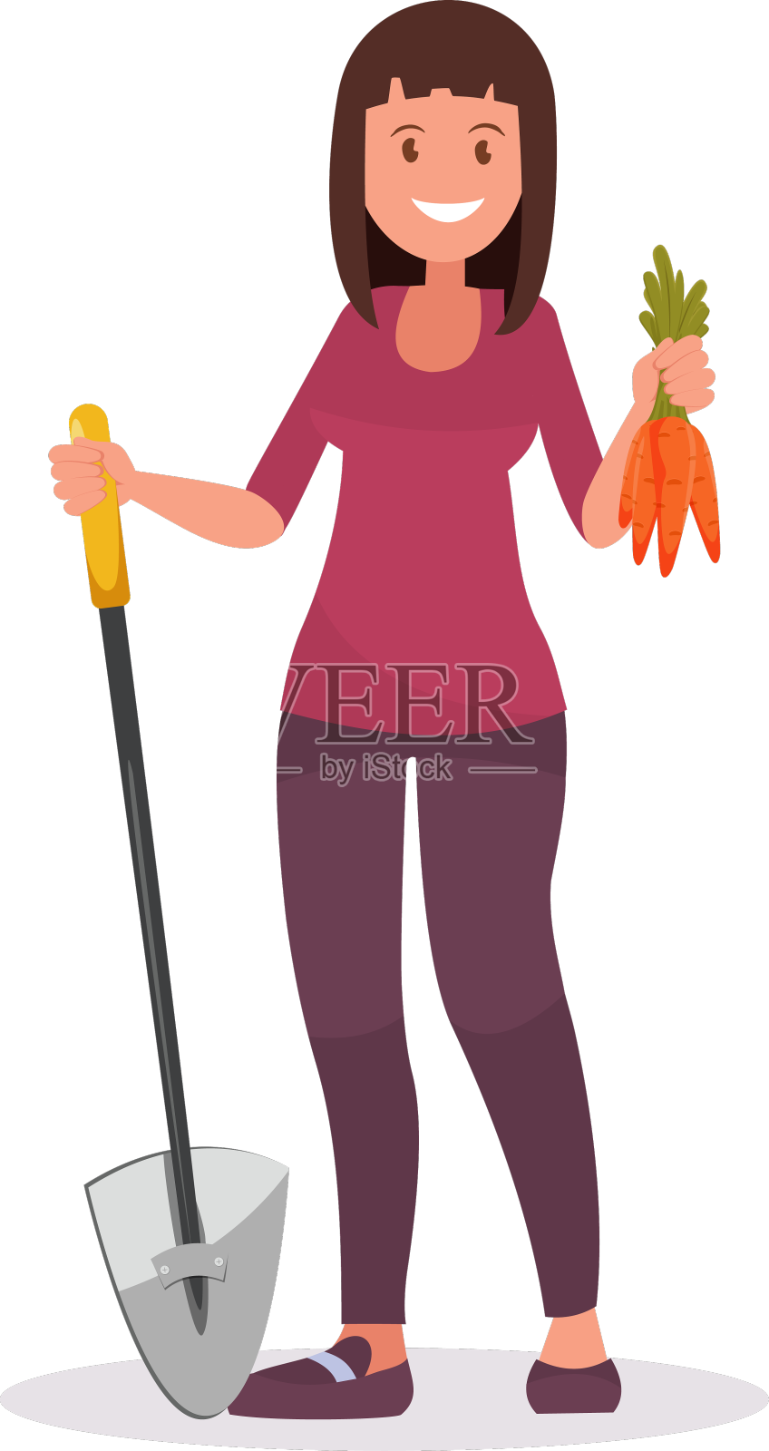 一位女农民拿着一个美味的西瓜设计元素图片