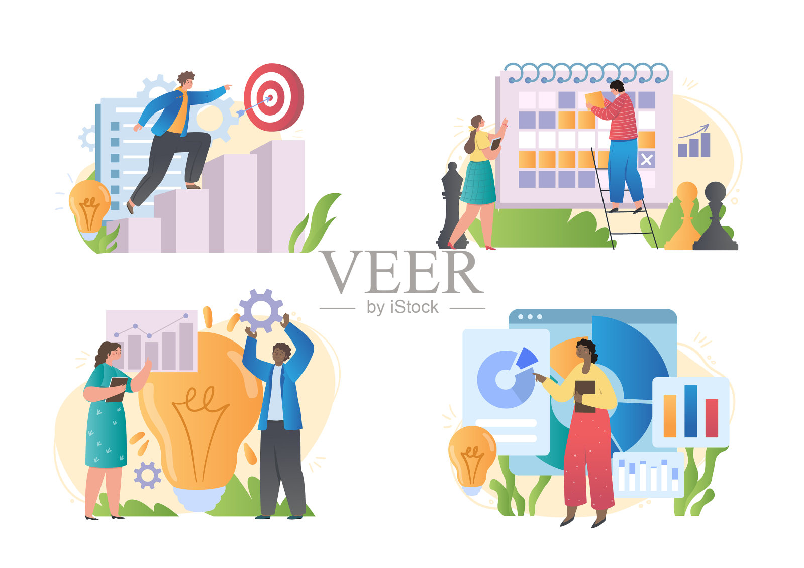 以男性和女性角色为背景图标素材