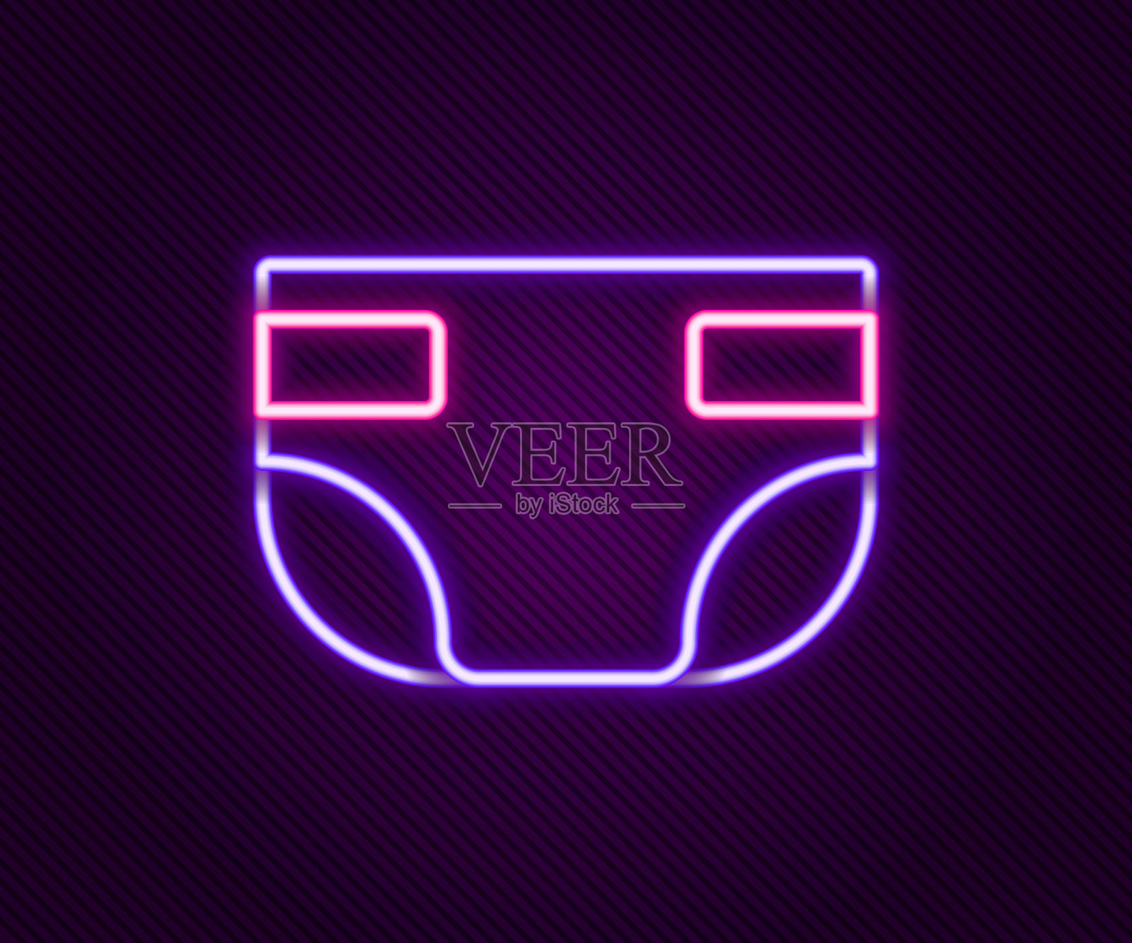 发光的霓虹灯线婴儿吸收尿布图标孤立的黑色背景。色彩缤纷的轮廓概念。向量插画图片素材