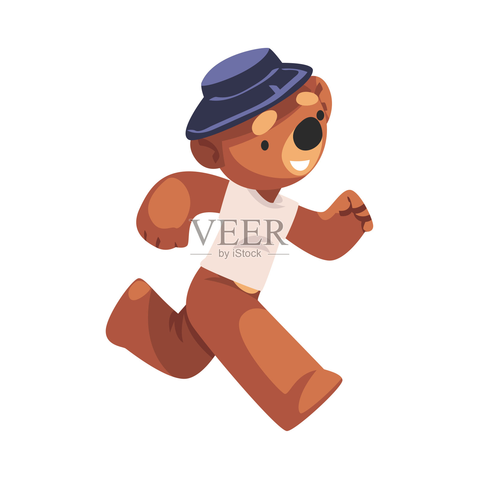 酷跑熊性格在时尚的服装。t恤,印刷品,海报,贴纸设计卡通矢量插图插画图片素材