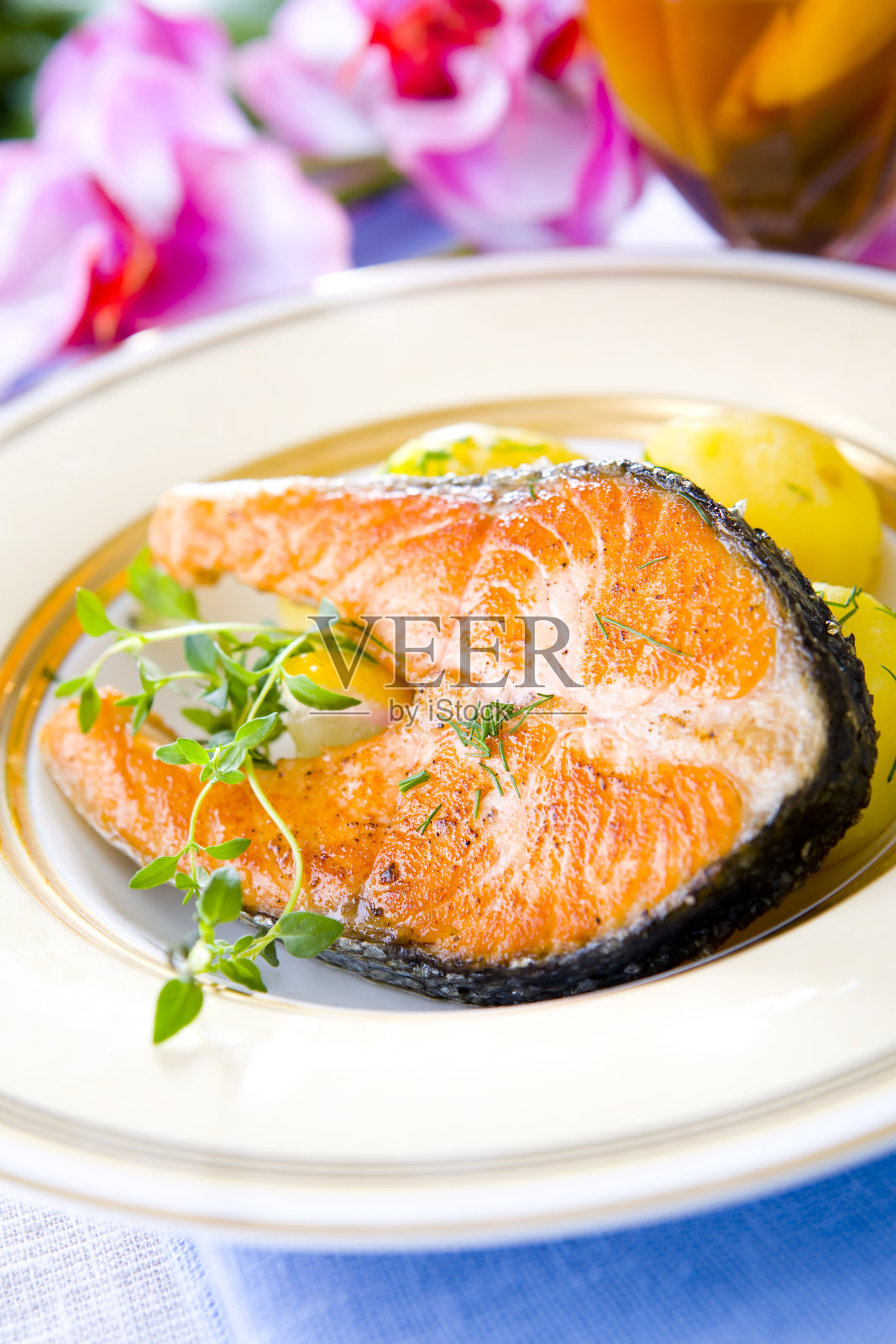 鲑鱼晚餐照片摄影图片