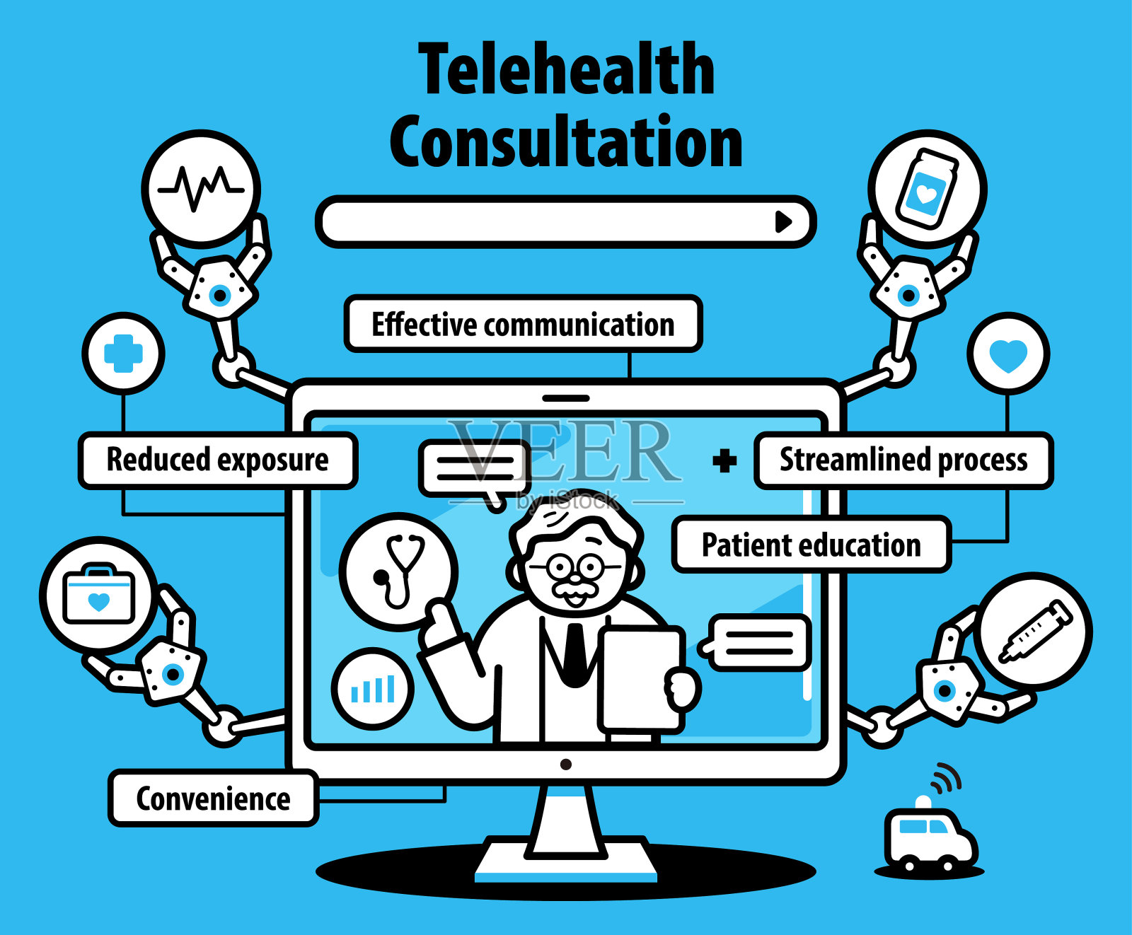 远程医疗咨询插画图片素材