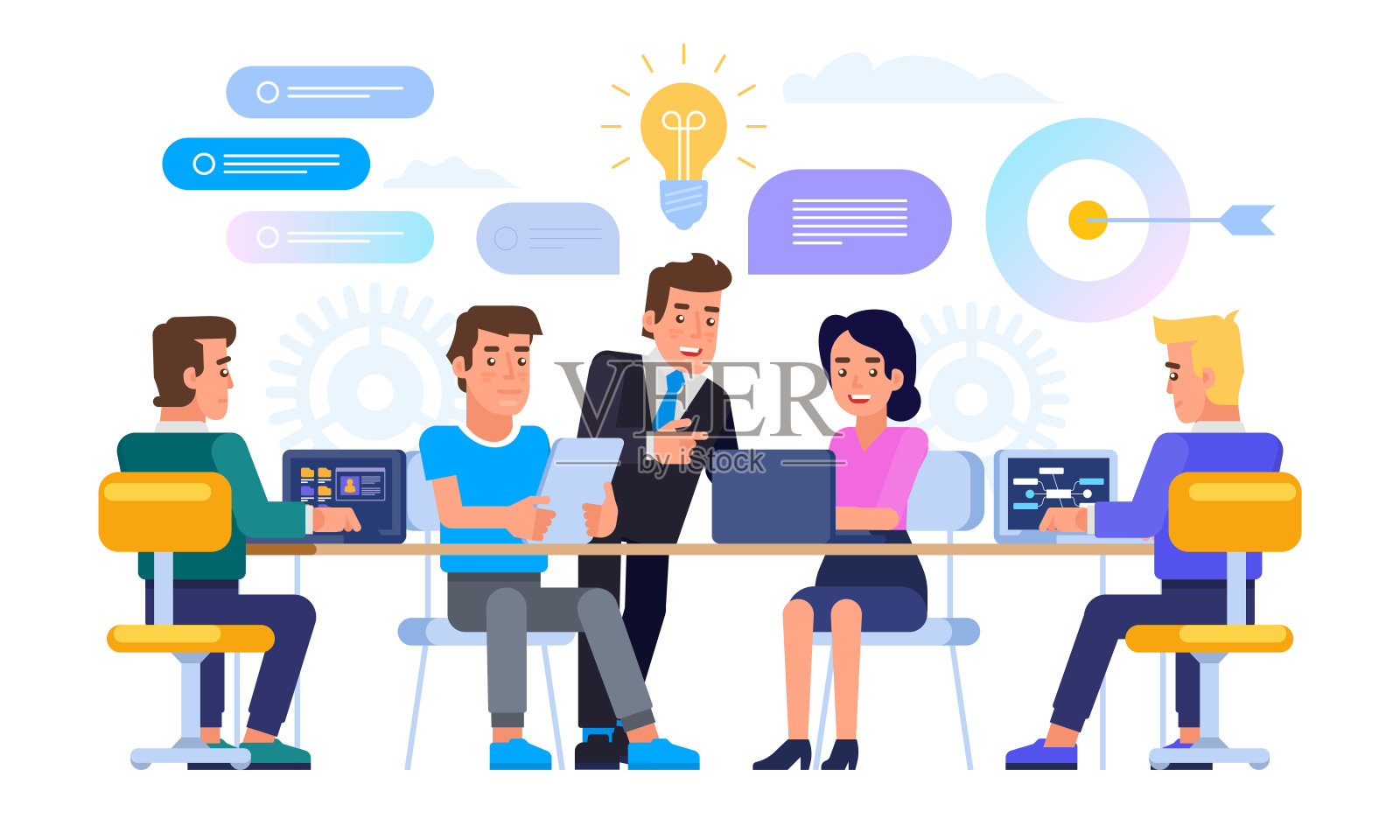 商务会议的概念。头脑风暴。插画图片素材
