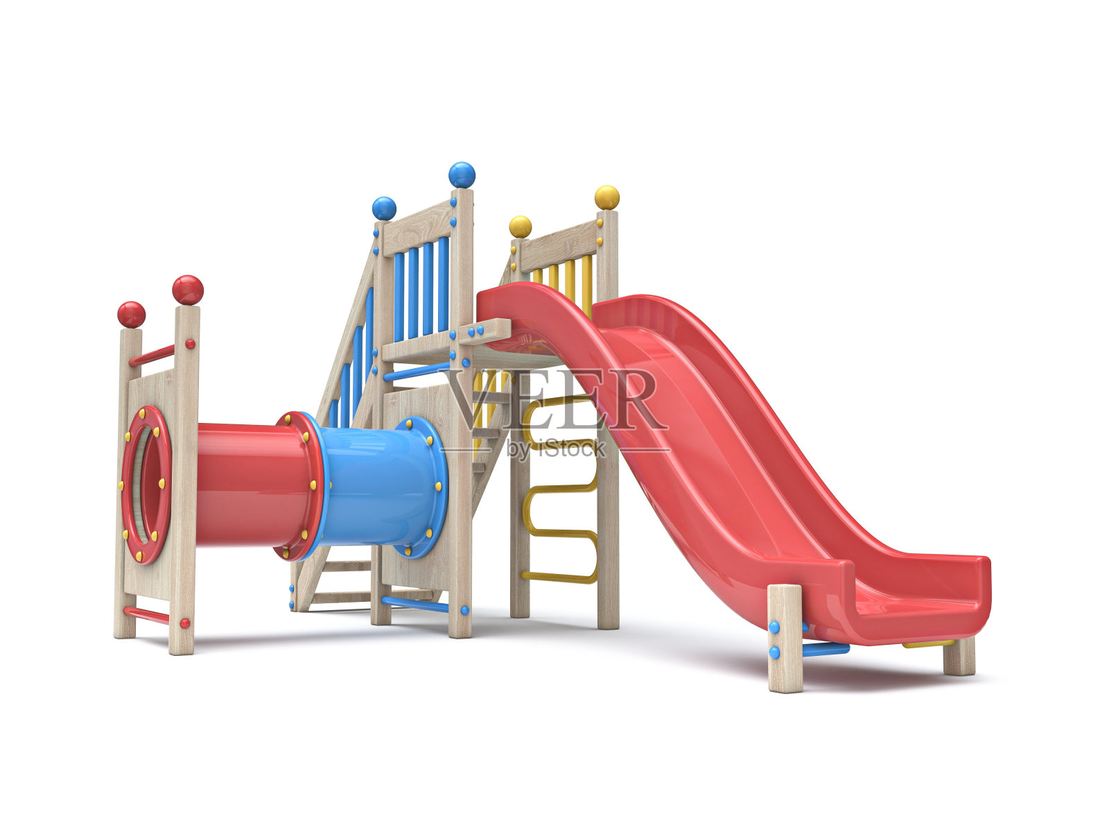 儿童游乐场与滑梯3D照片摄影图片