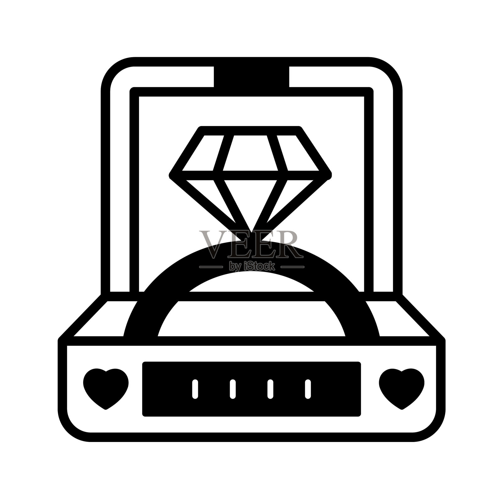 钻石戒指字形矢量图标,可以很容易地编辑或修改插画图片素材