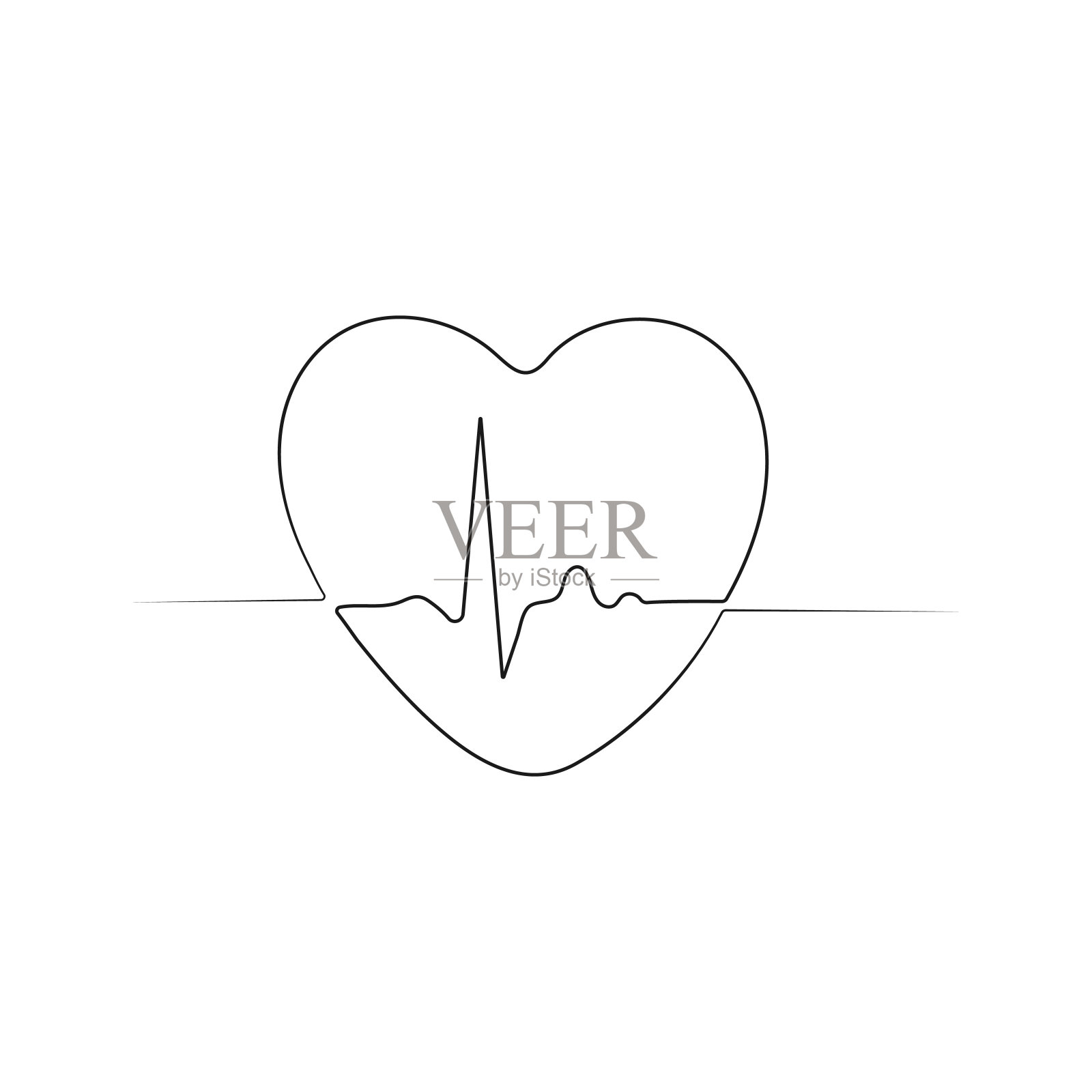 Hearbeat图标。一行艺术。插画图片素材