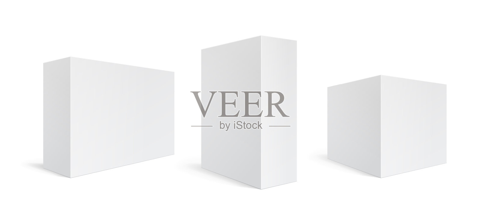 两个逼真的白色纸盒。模型矢量插图。插画图片素材