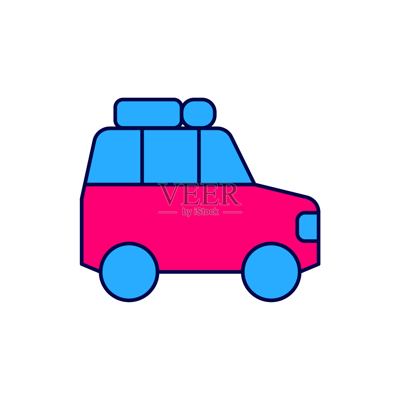 填充轮廓汽车图标孤立的白色背景。向量插画图片素材