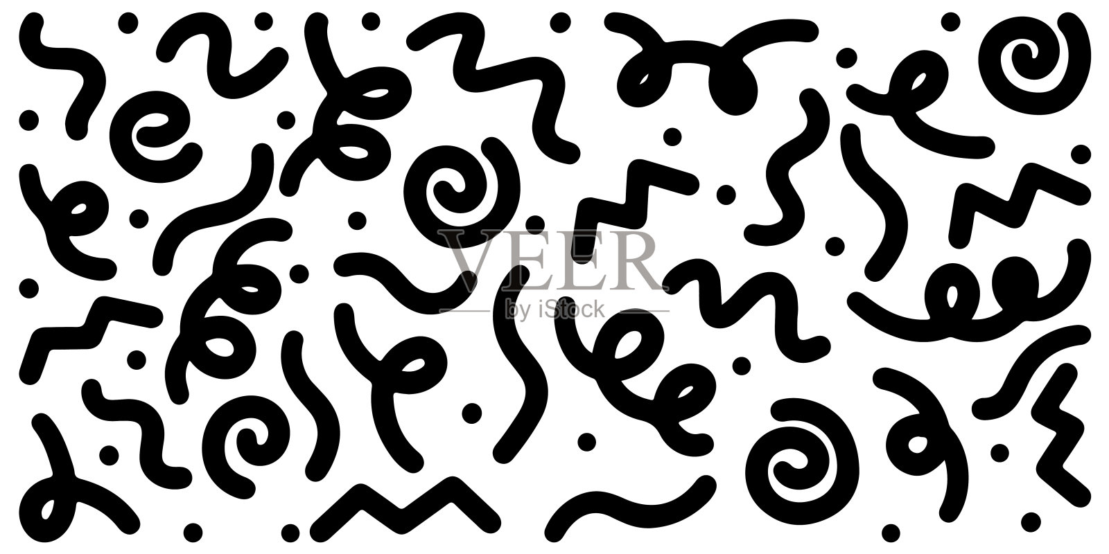 涂鸦素描风格的简单幼稚涂鸦在白色的背景为概念设计。插画图片素材