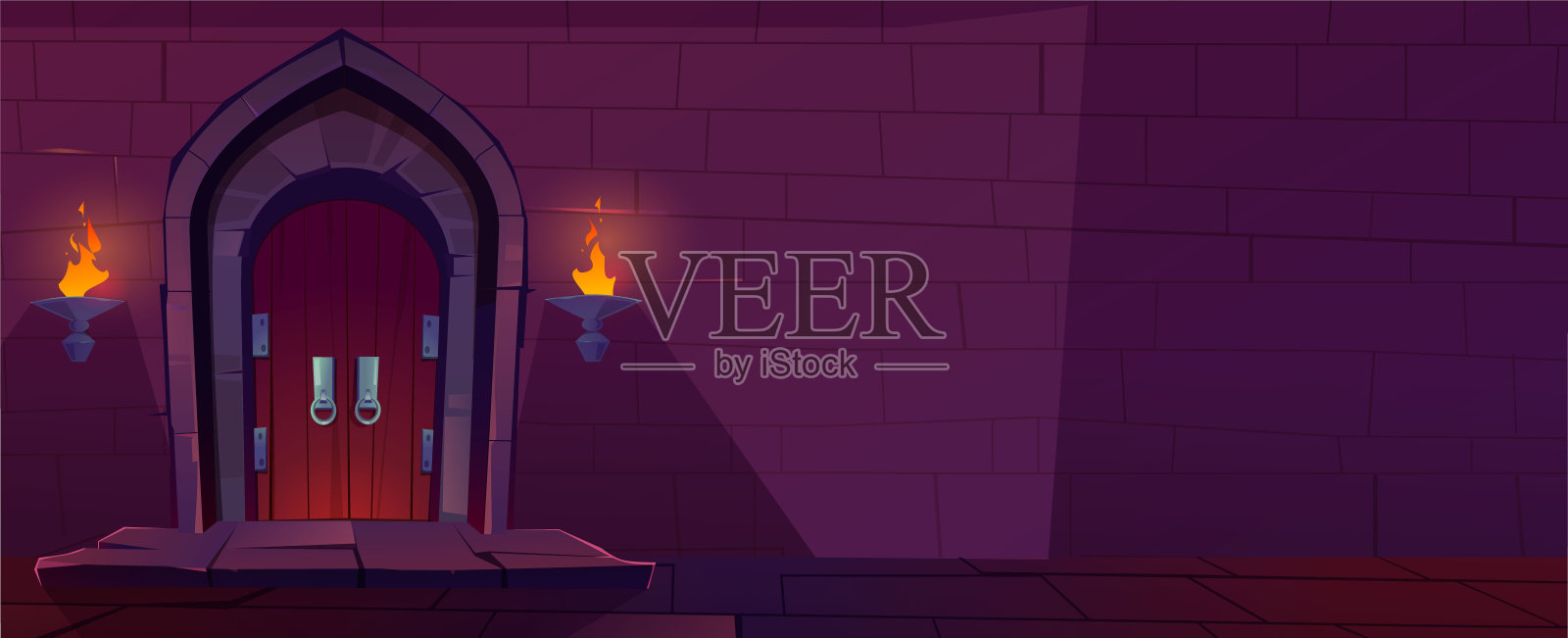 城堡地牢墙的卡通背景游戏插画图片素材