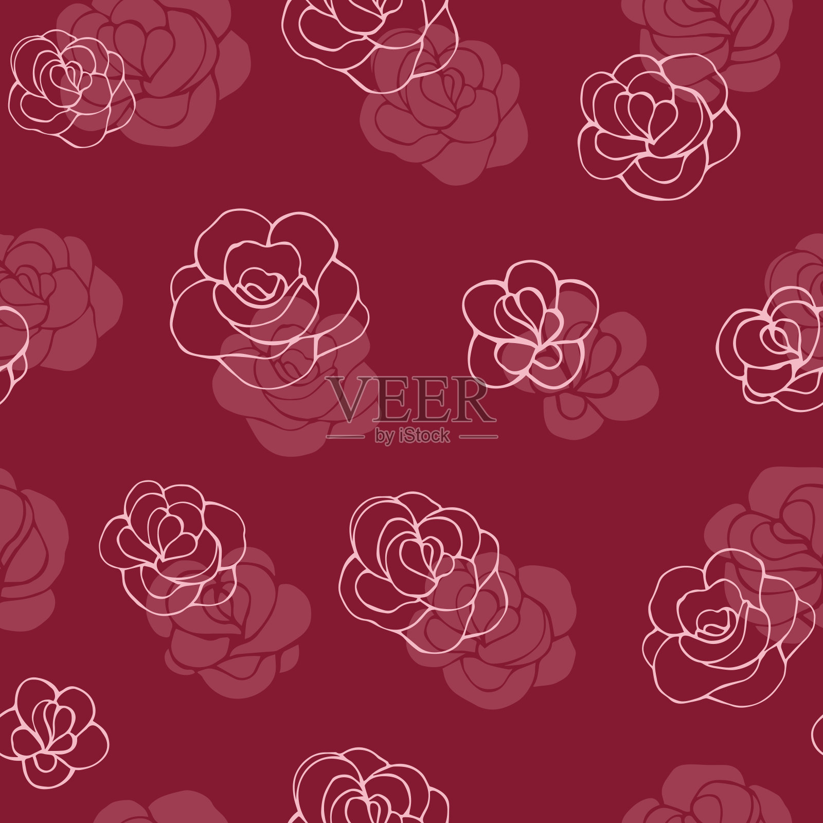 无缝矢量模式的玫瑰。插画图片素材
