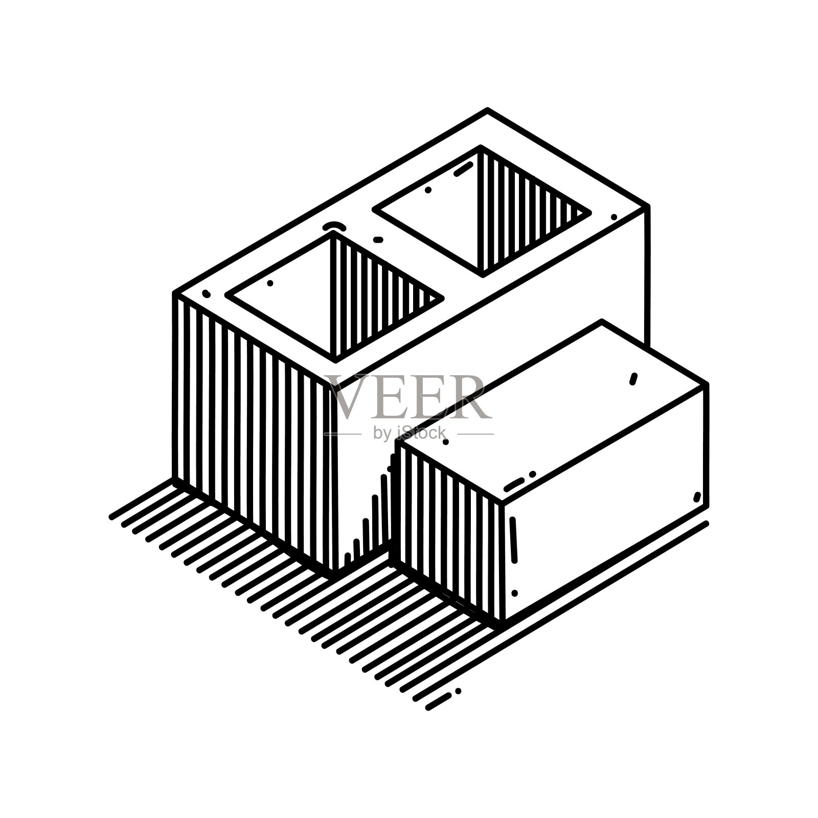 砖线图标,草图设计,像素完美,可编辑的笔画。采购产品建筑,水泥,砖墙。插画图片素材