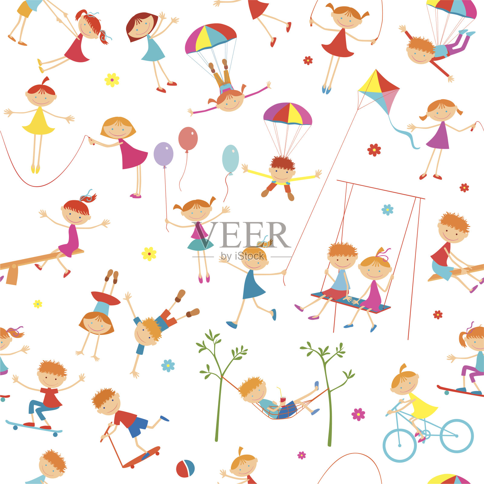 儿童玩耍背景插画图片素材