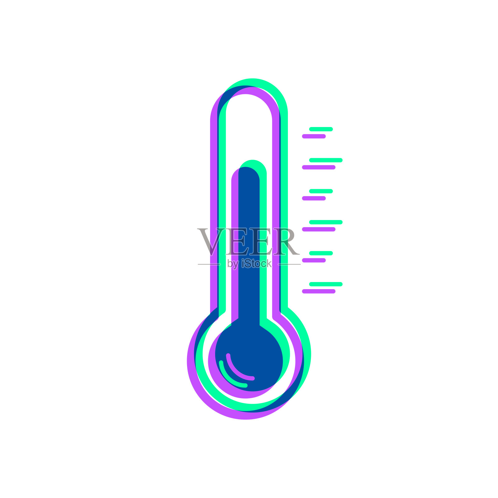 温度计。图标与两种颜色叠加在白色背景上插画图片素材