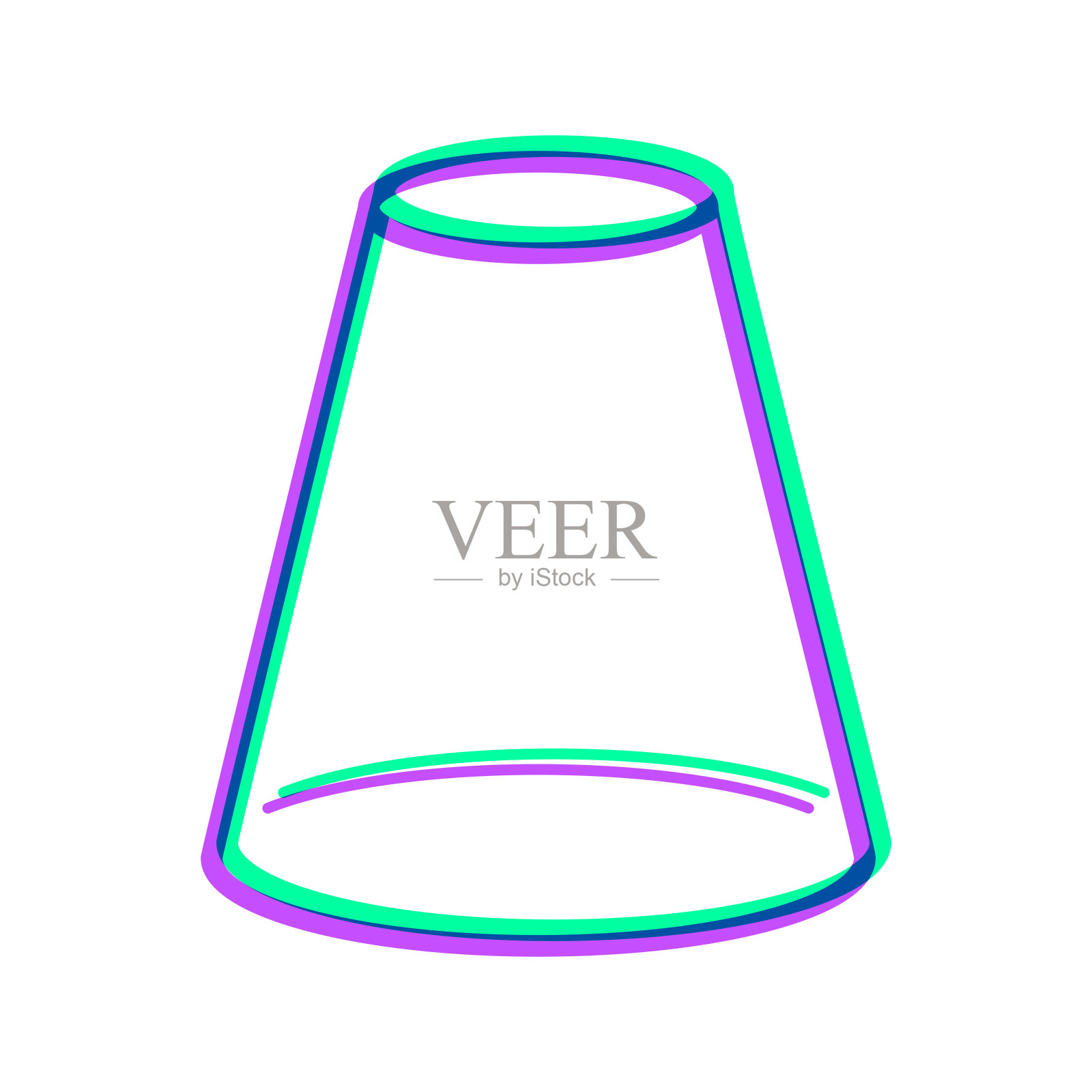 锥。图标与两种颜色叠加在白色背景上插画图片素材